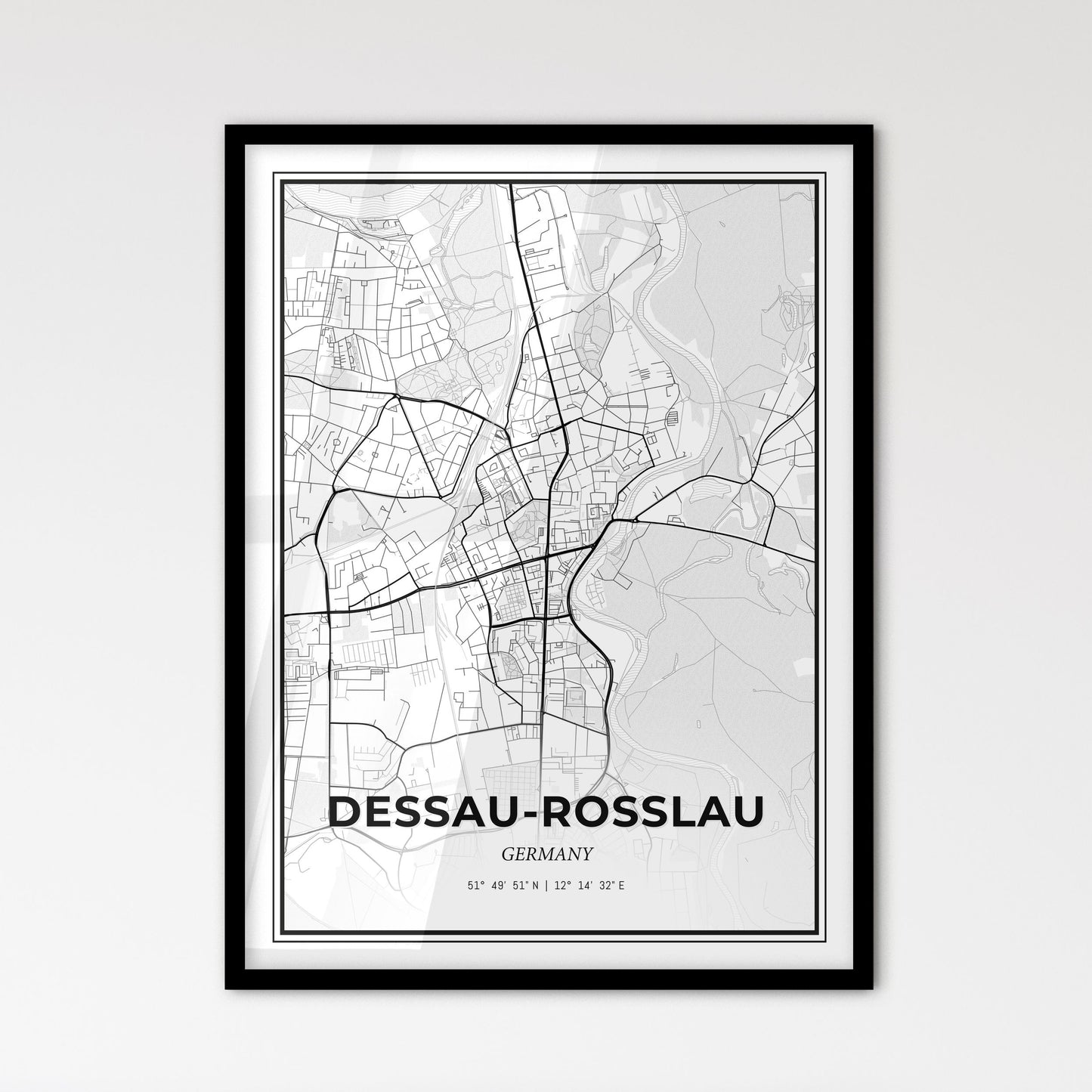 Dessau-Roßlau Germany - Scandinavian Style City Map for Modern Home Decor