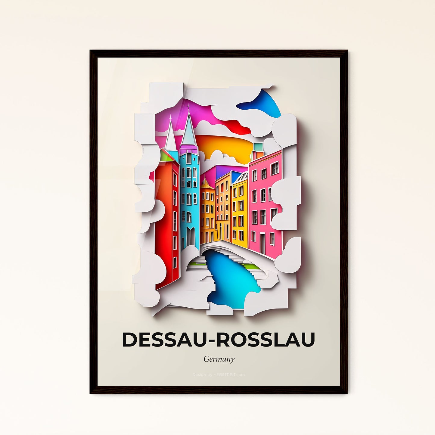 Vivid Dessau-Roßlau, Germany - a paper cut of a city with a bridge