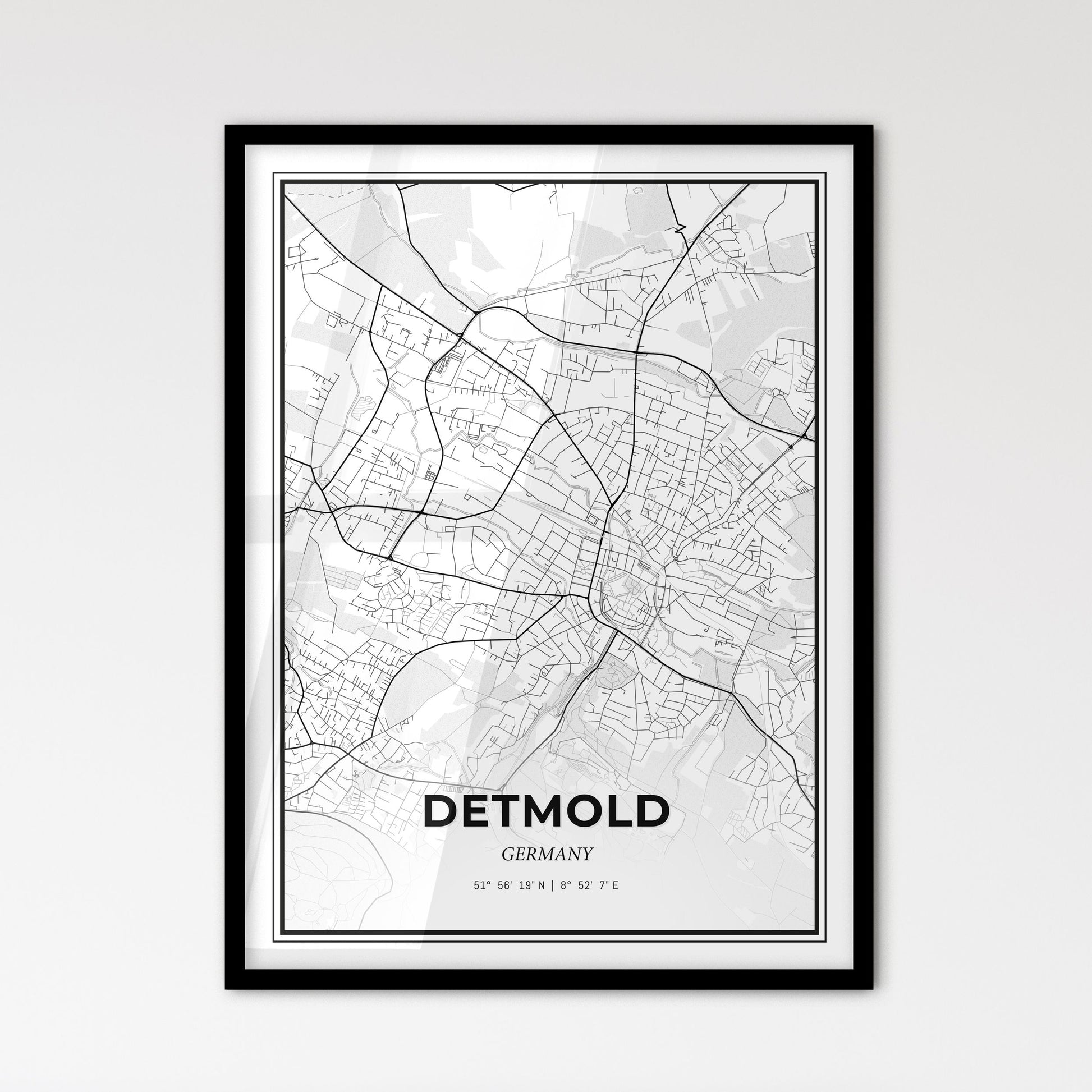 Detmold Germany - Scandinavian Style City Map for Modern Home Decor