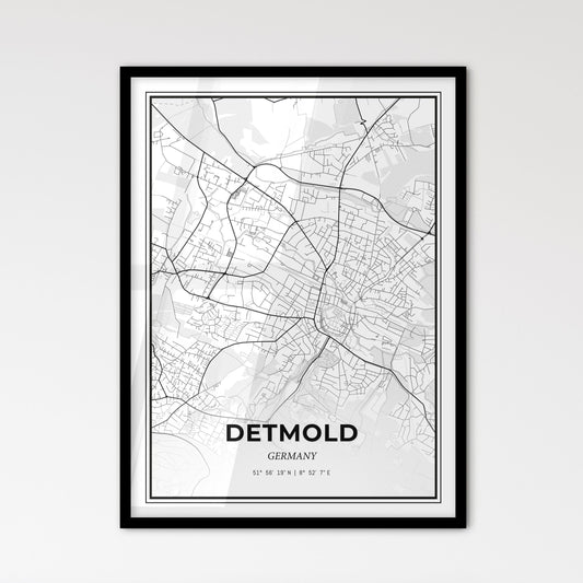 Detmold Germany - Scandinavian Style City Map for Modern Home Decor