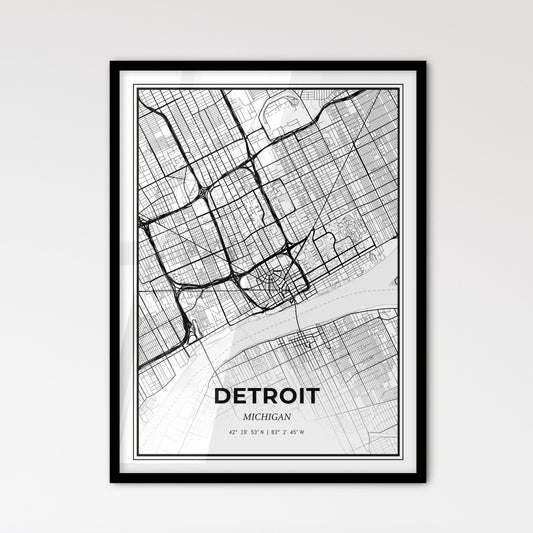 Detroit Michigan - Scandinavian Style City Map for Modern Home Decor