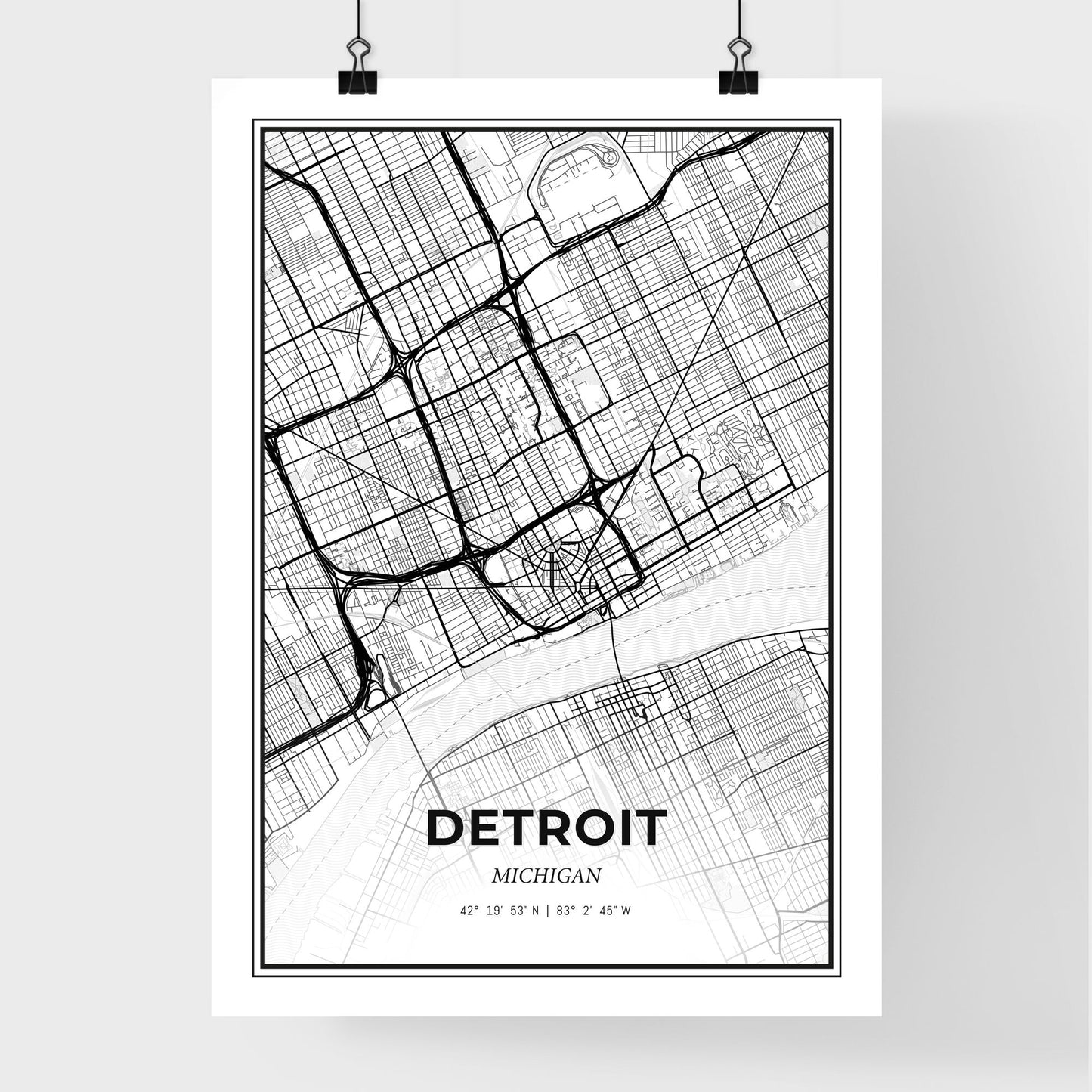 Detroit Michigan - Premium City Map Poster