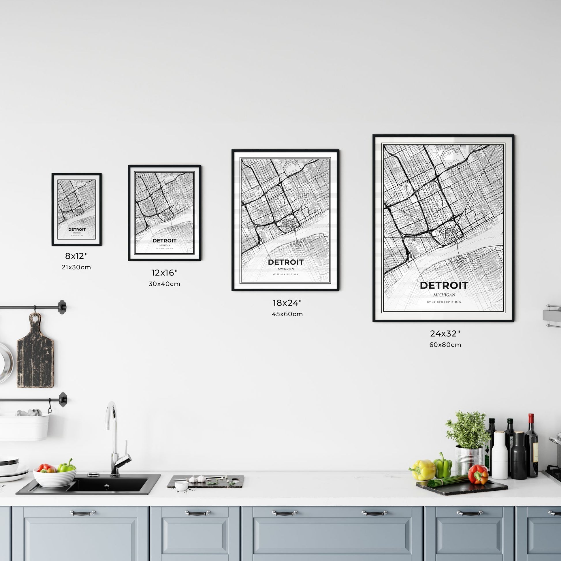 Detroit Michigan - Customizable Modern City Map