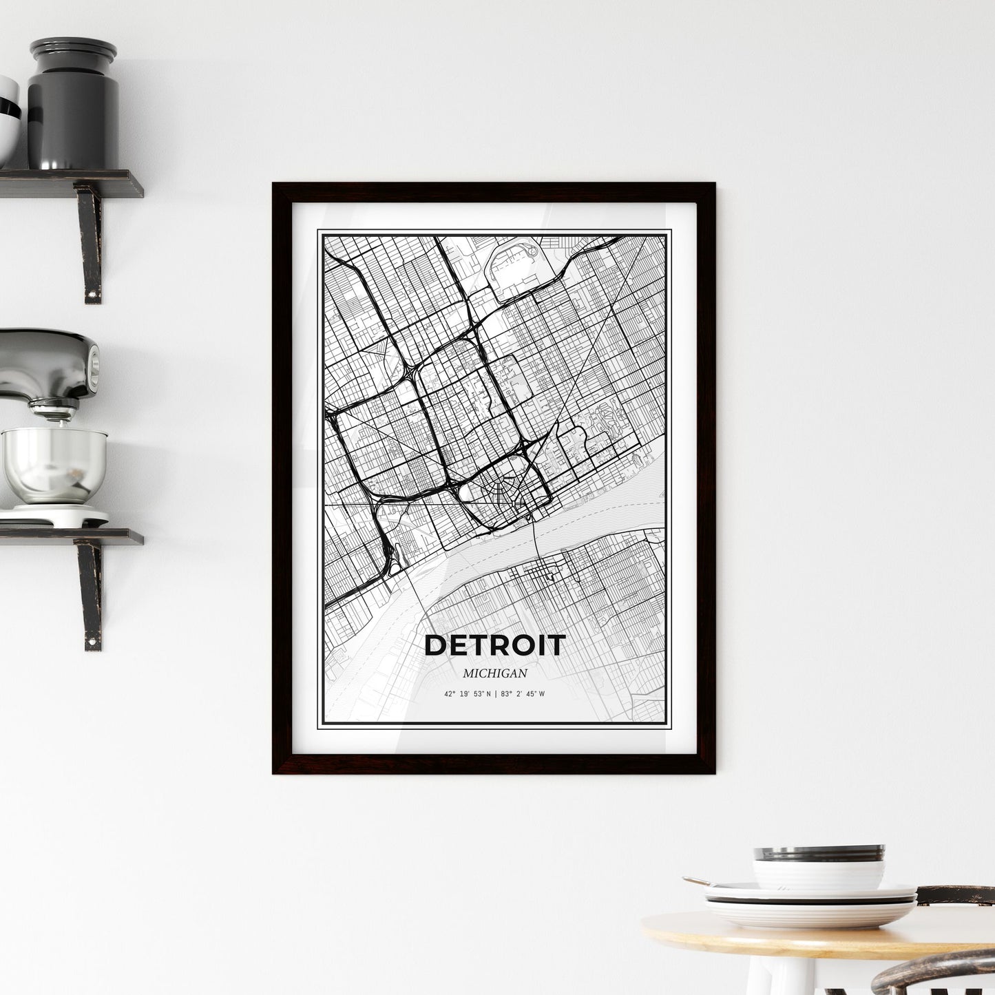 Detroit Michigan - Minimal City Map