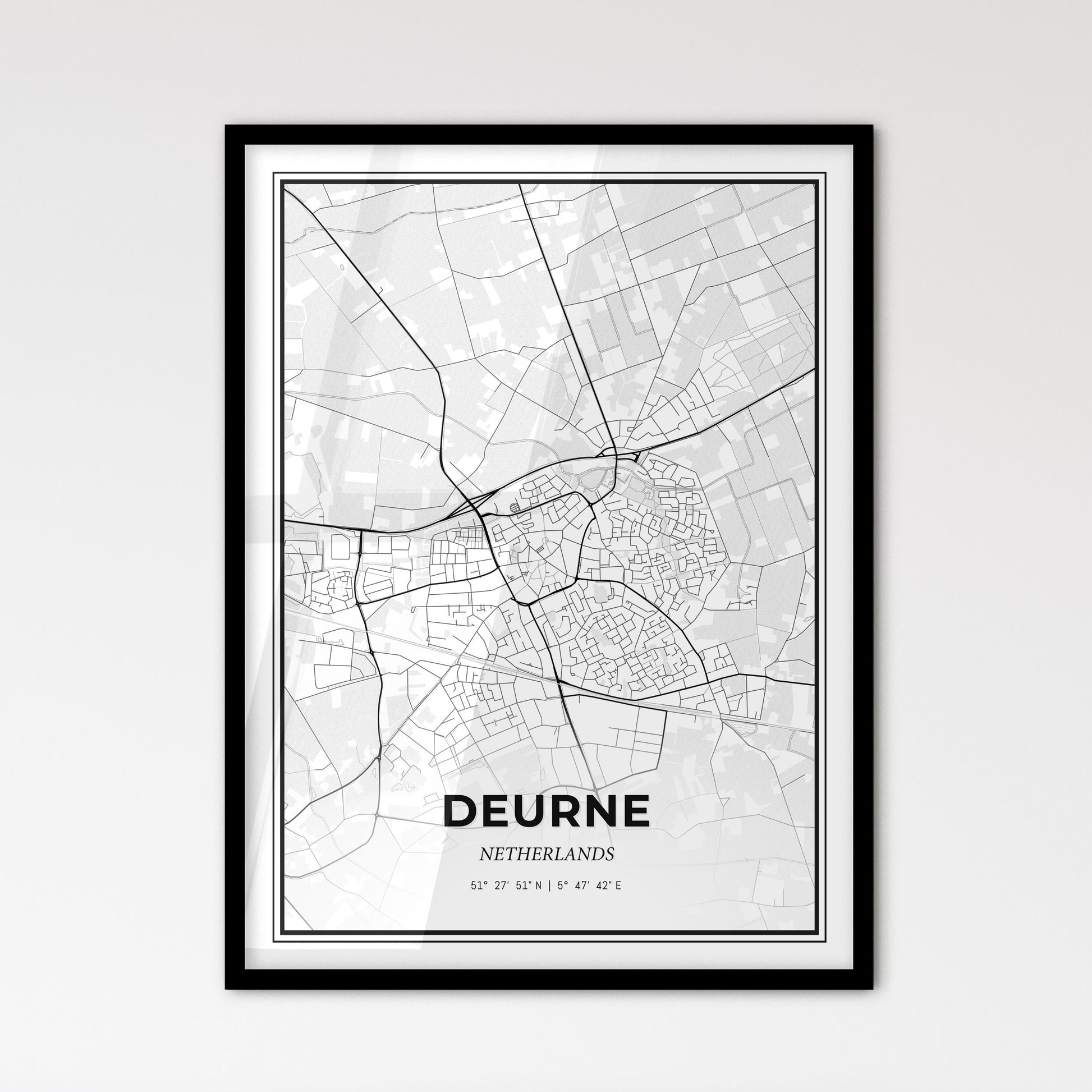  Deurne Netherlands - Scandinavian Style City Map for Modern Home Decor