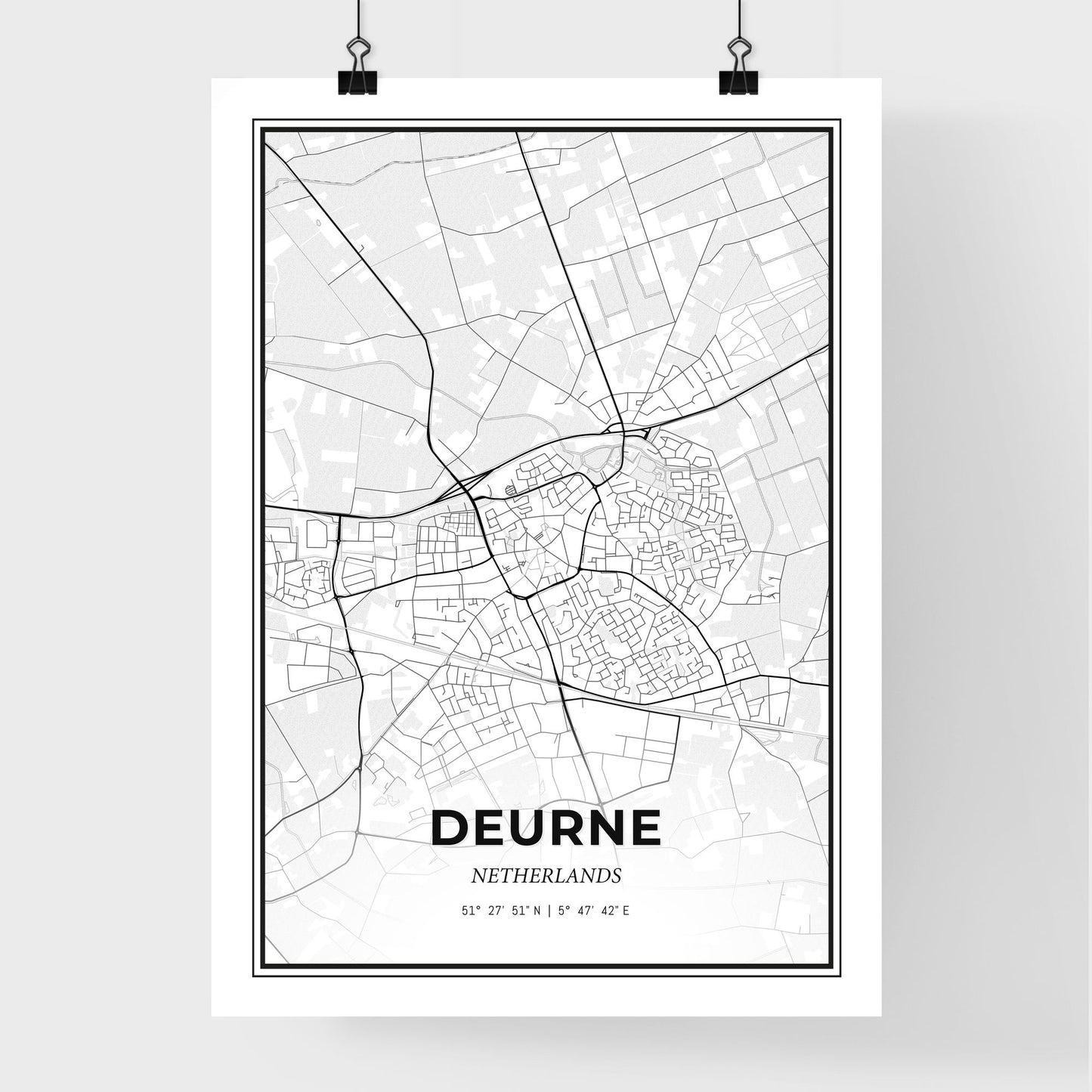  Deurne Netherlands - Premium City Map Poster