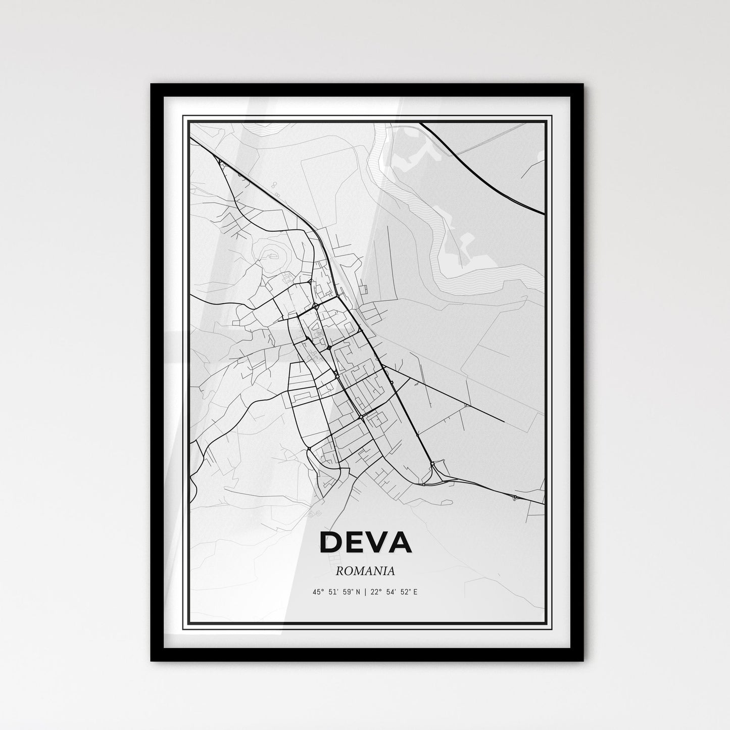 Deva Romania - Scandinavian Style City Map for Modern Home Decor