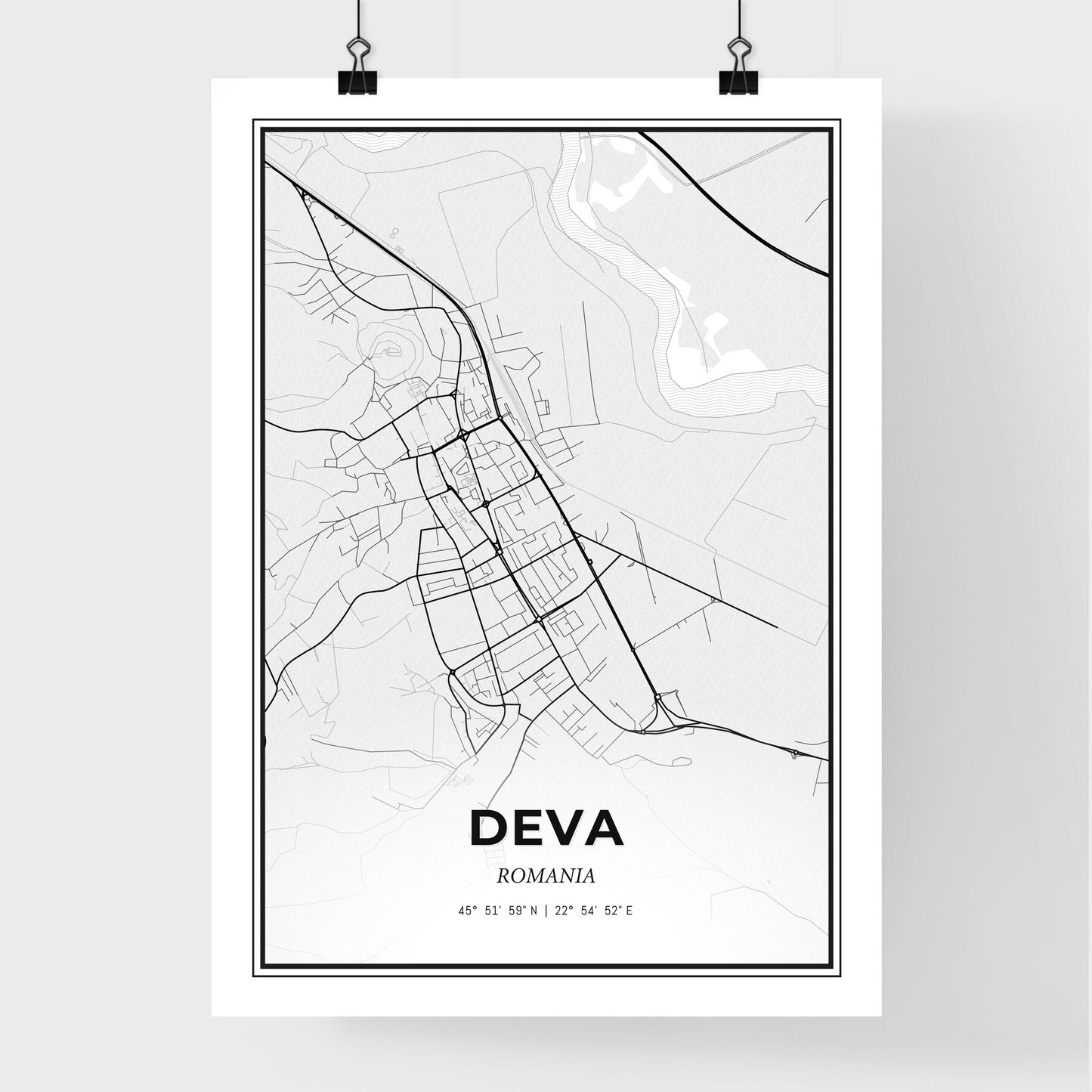 Deva Romania - Premium City Map Poster