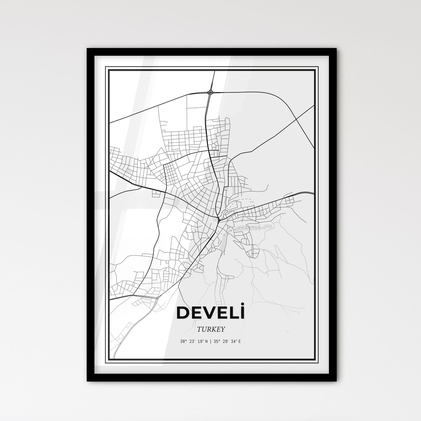 Develi Turkey - Scandinavian Style City Map for Modern Home Decor