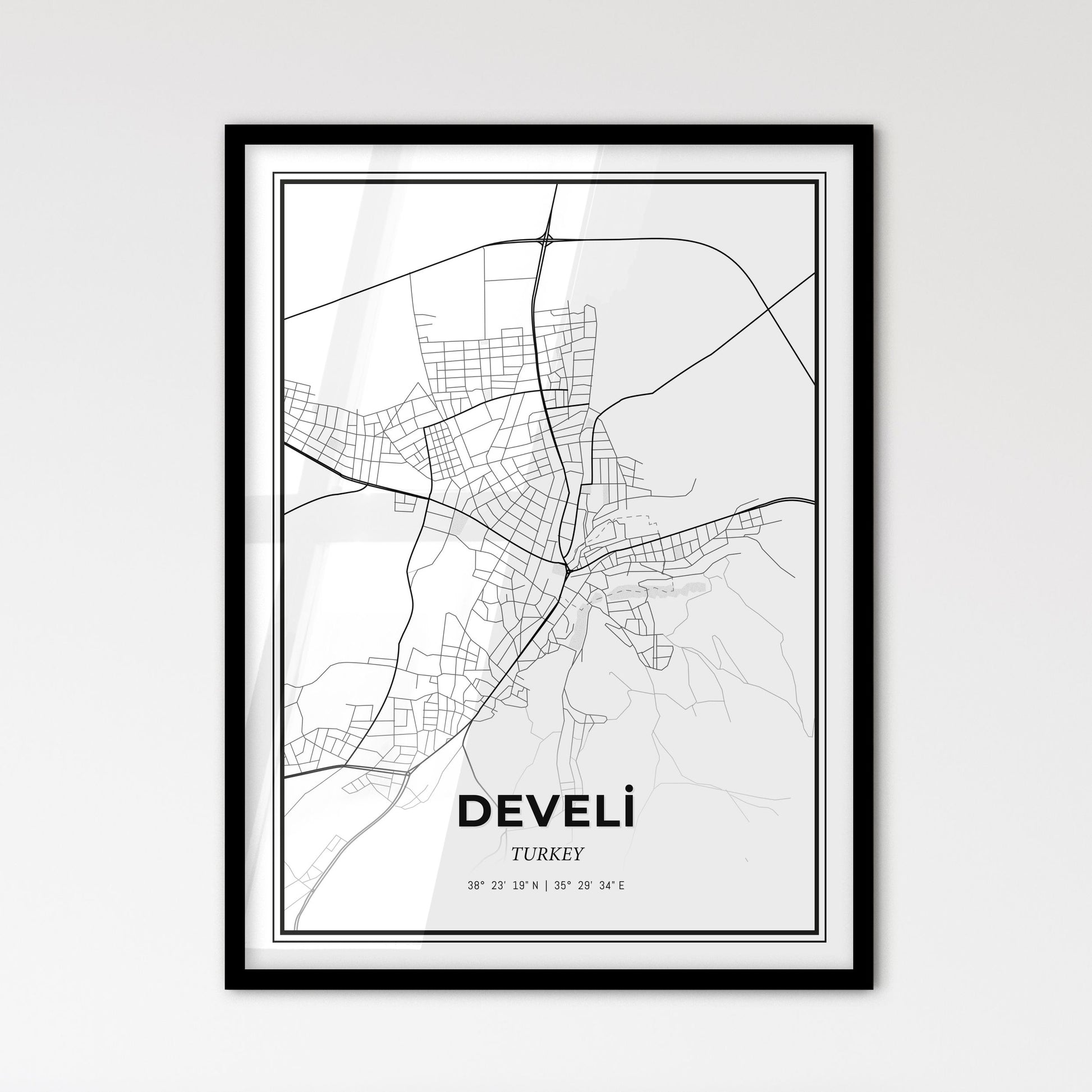 Develi Turkey - Scandinavian Style City Map for Modern Home Decor