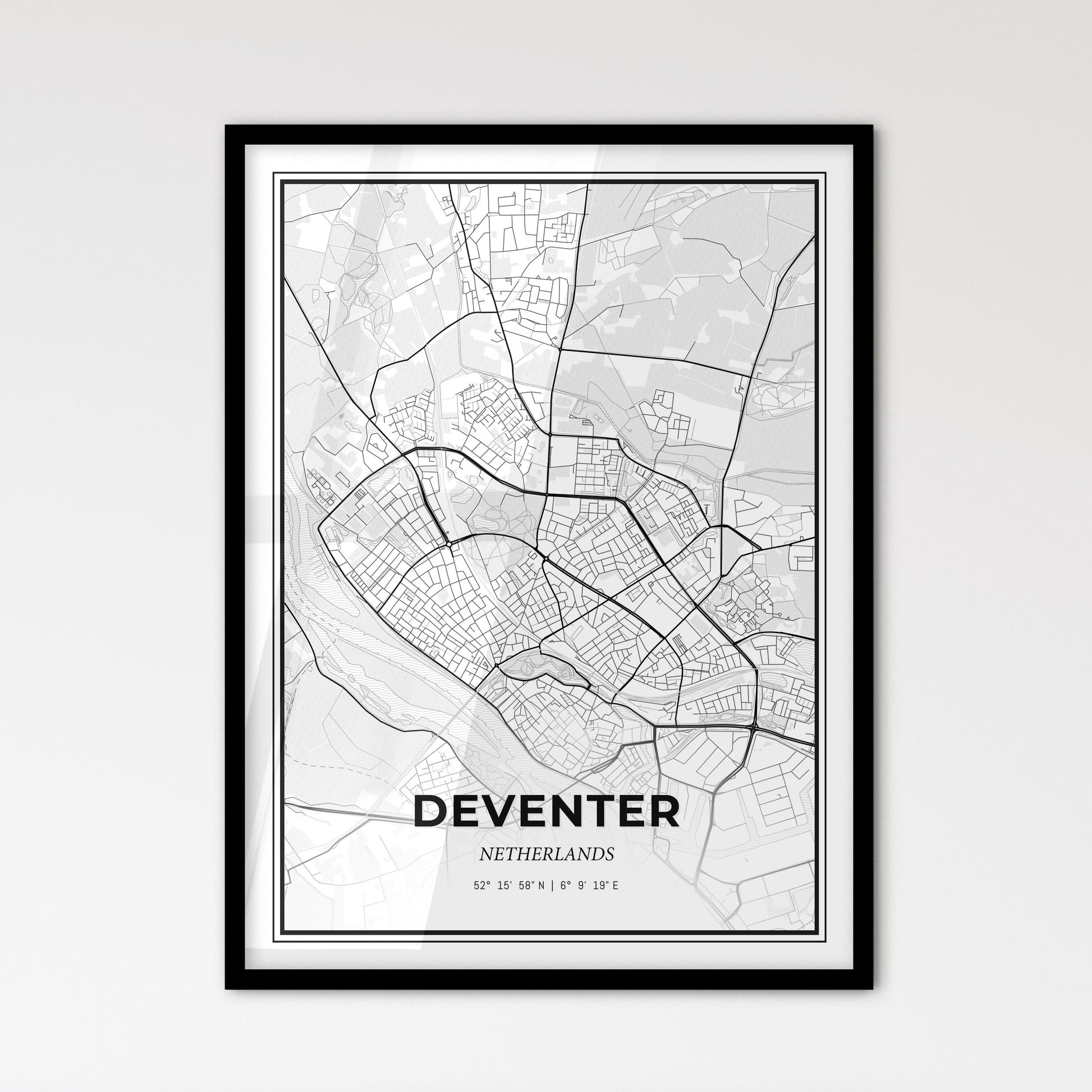  Deventer Netherlands - Scandinavian Style City Map for Modern Home Decor