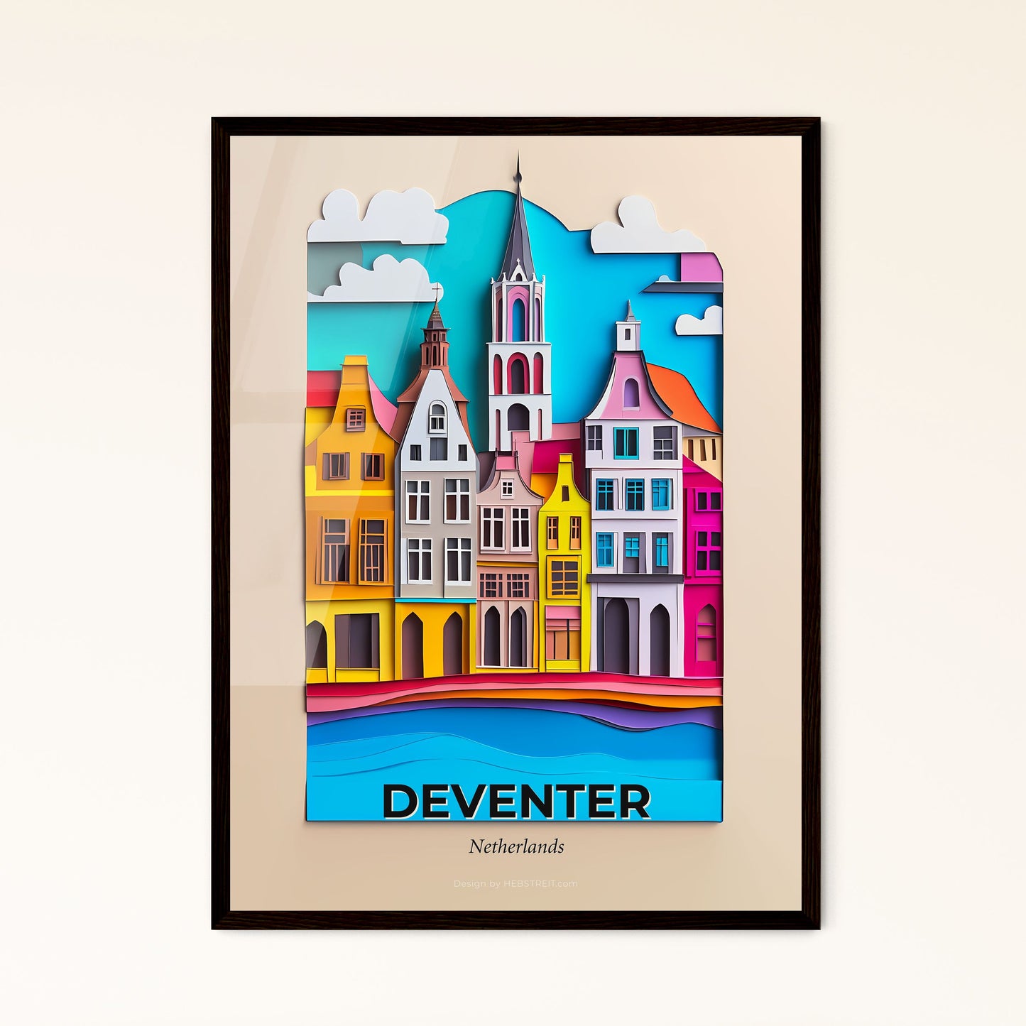 Vivid Deventer, Netherlands - a paper cut of a city with a clock tower