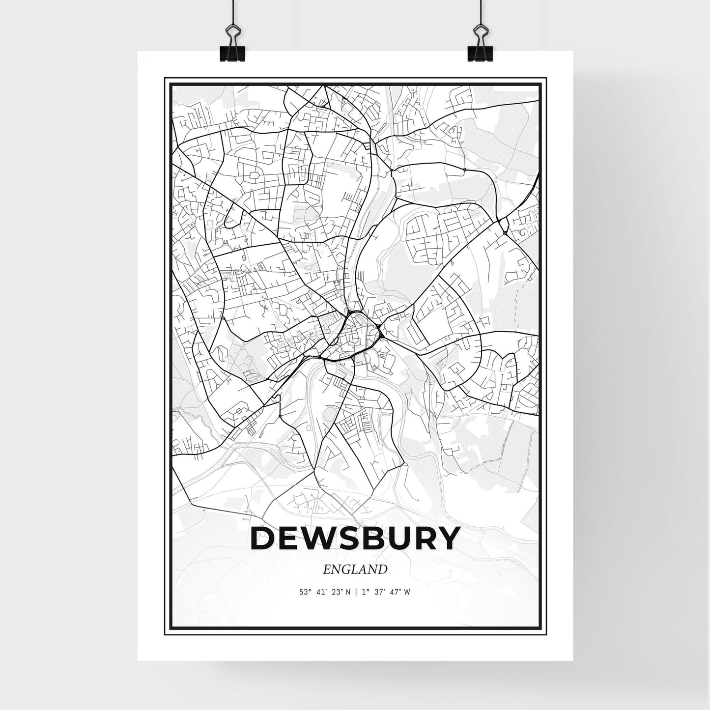 Dewsbury England - Premium City Map Poster