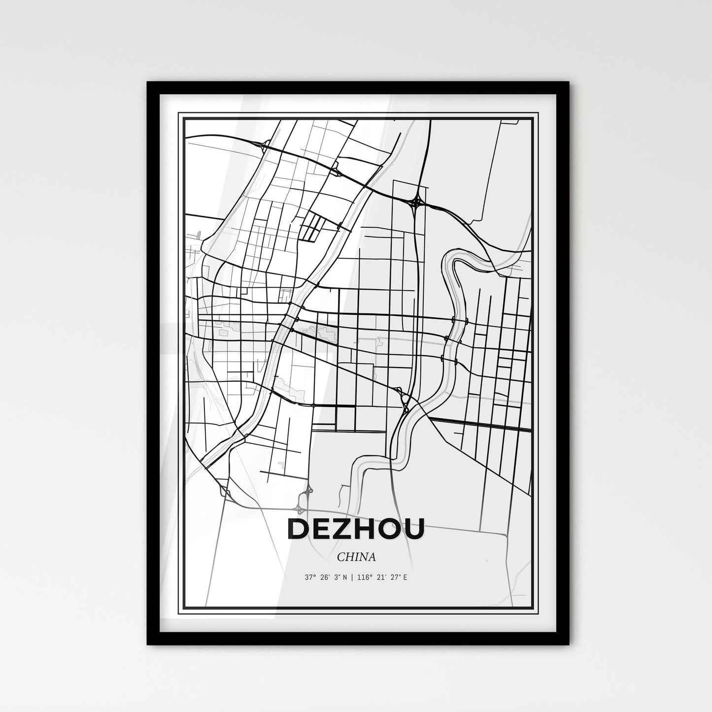 Dezhou China - Scandinavian Style City Map for Modern Home Decor