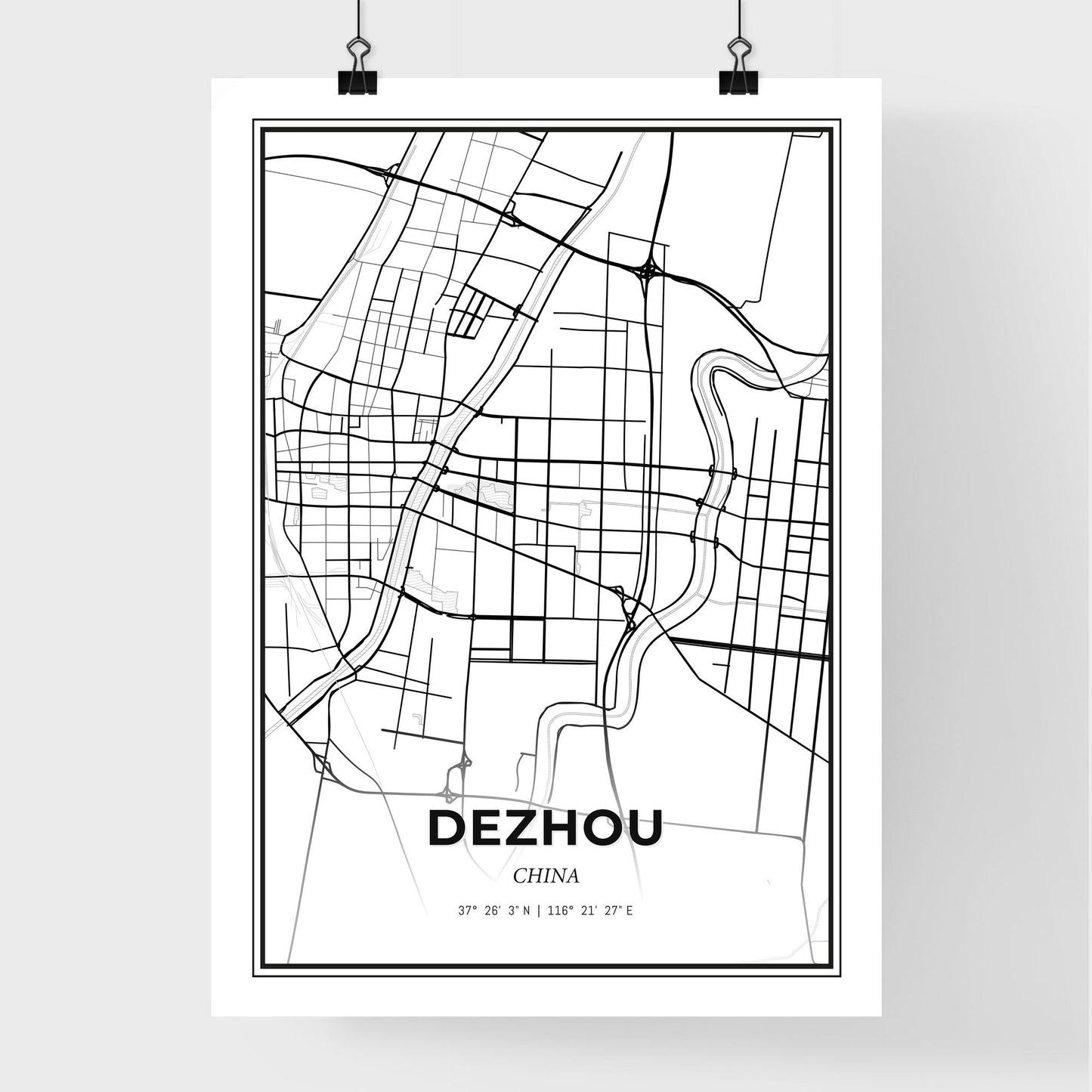 Dezhou China - Premium City Map Poster