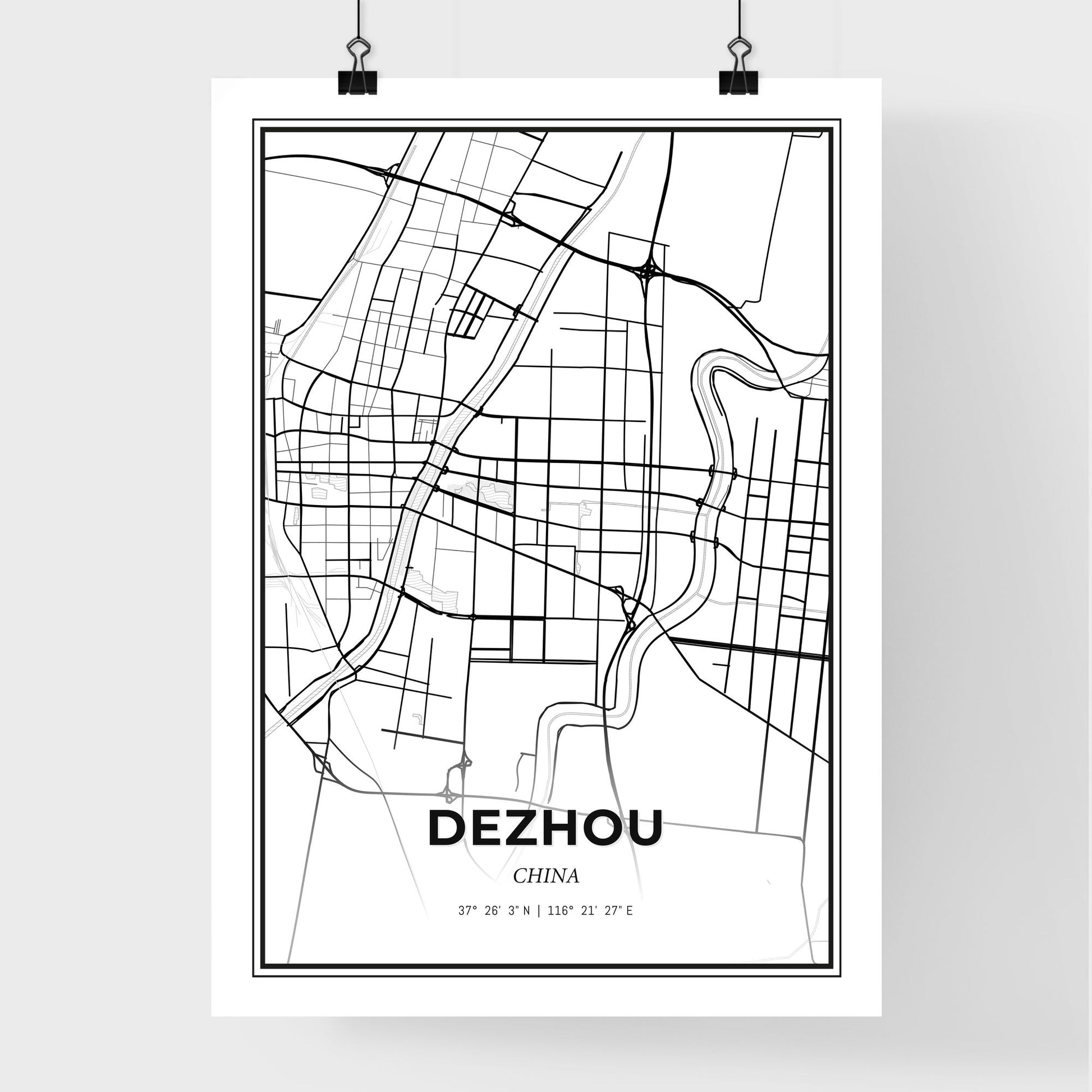 Dezhou China - Premium City Map Poster