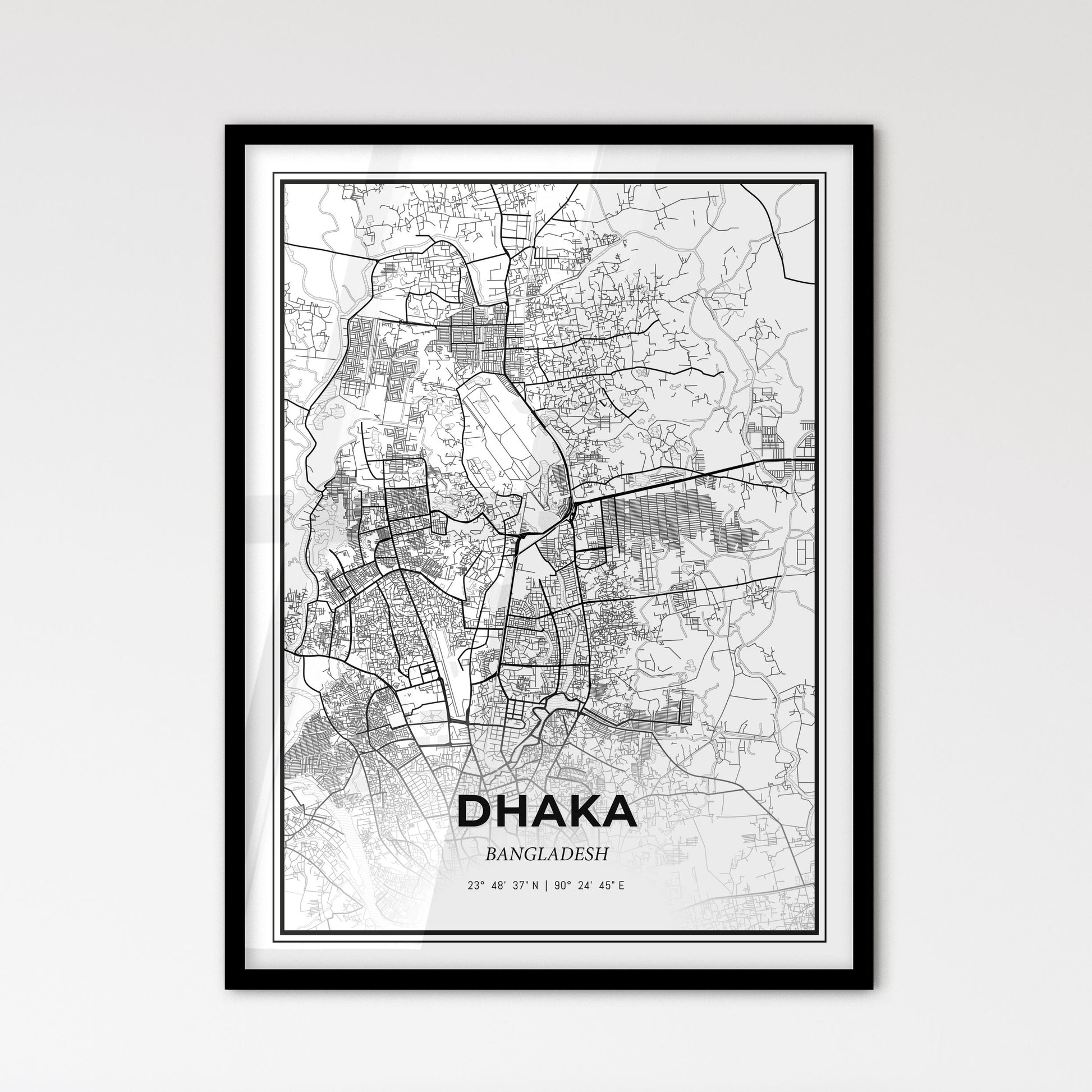 Dhaka Bangladesh - Scandinavian Style City Map for Modern Home Decor