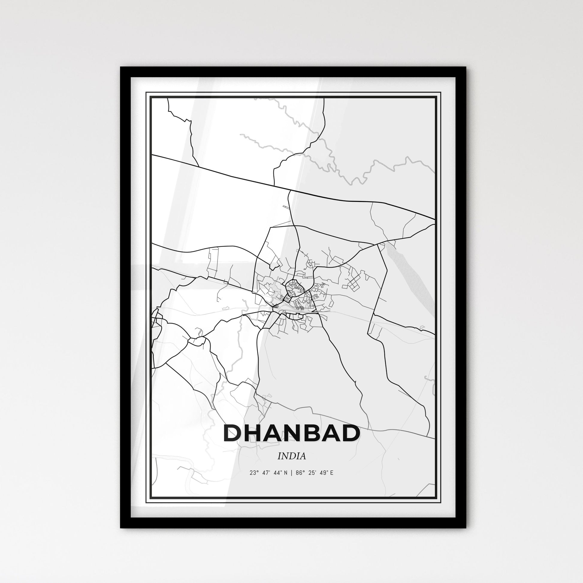 Dhanbad India - Scandinavian Style City Map for Modern Home Decor