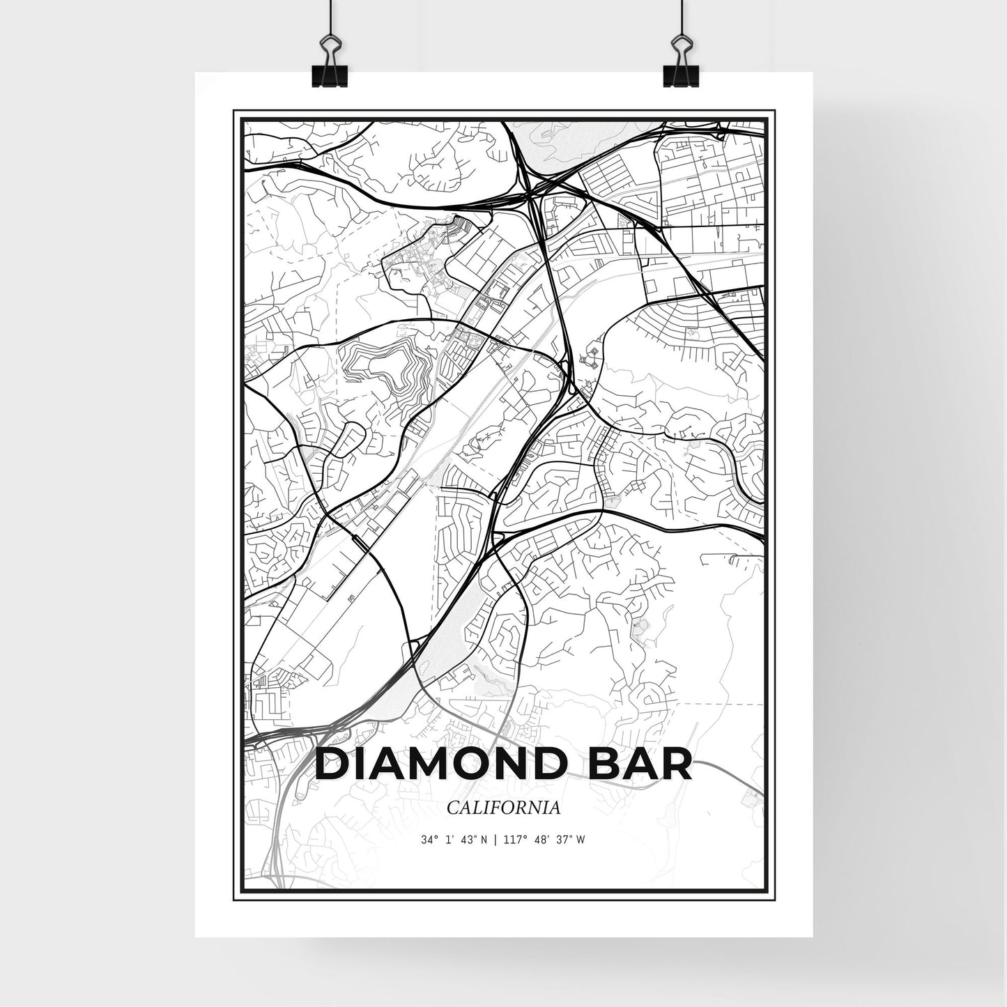 Diamond Bar California - Premium City Map Poster