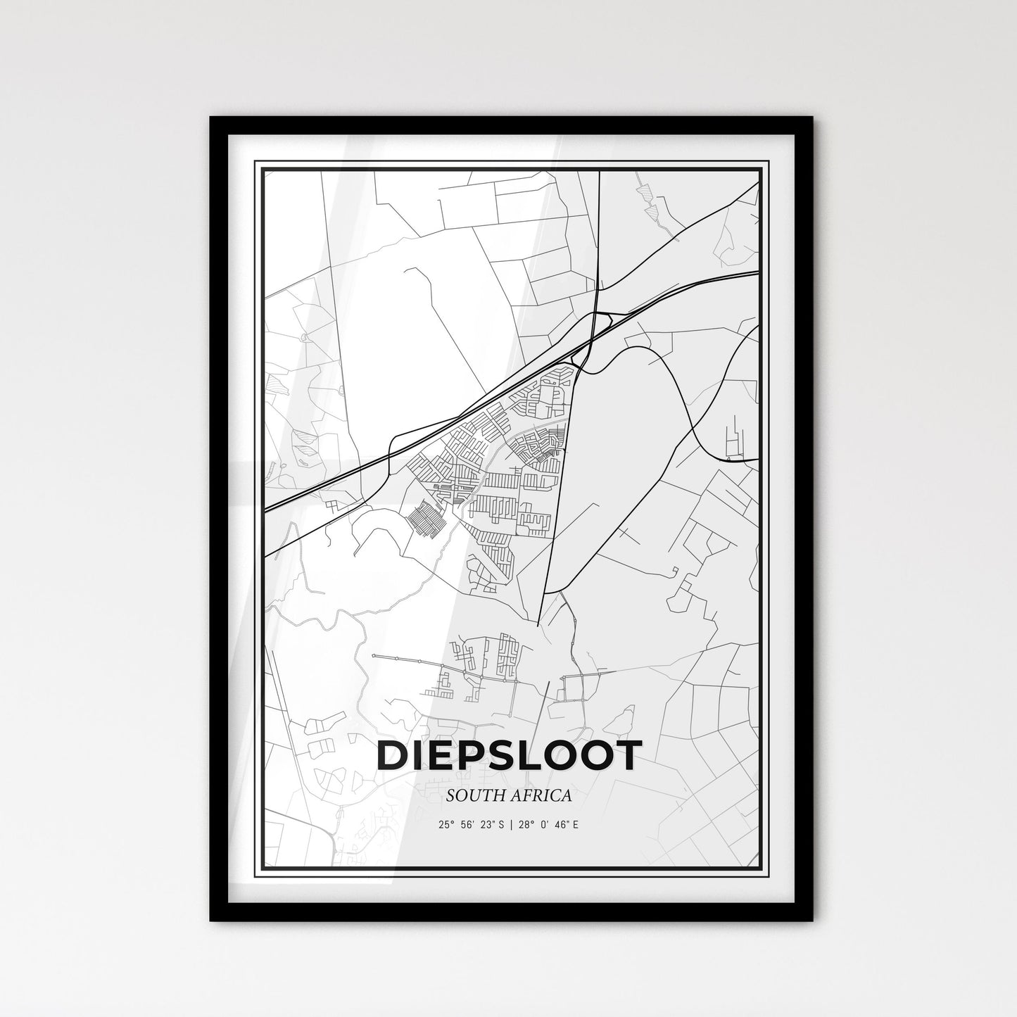 Diepsloot South Africa - Scandinavian Style City Map for Modern Home Decor