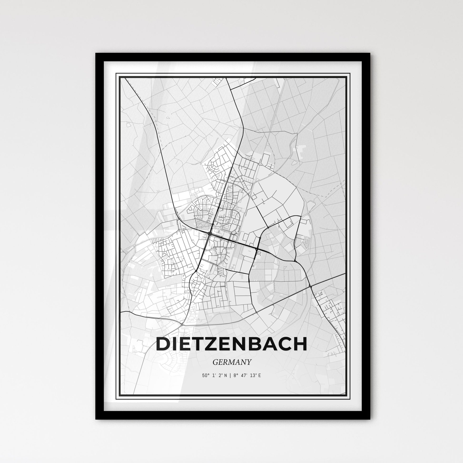 Dietzenbach Germany - Scandinavian Style City Map for Modern Home Decor