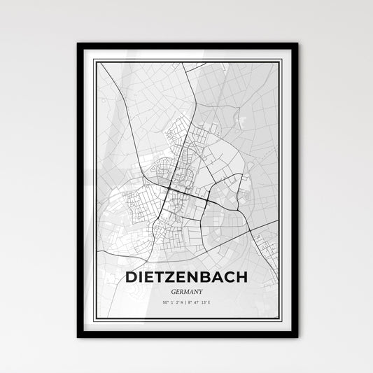 Dietzenbach Germany - Scandinavian Style City Map for Modern Home Decor