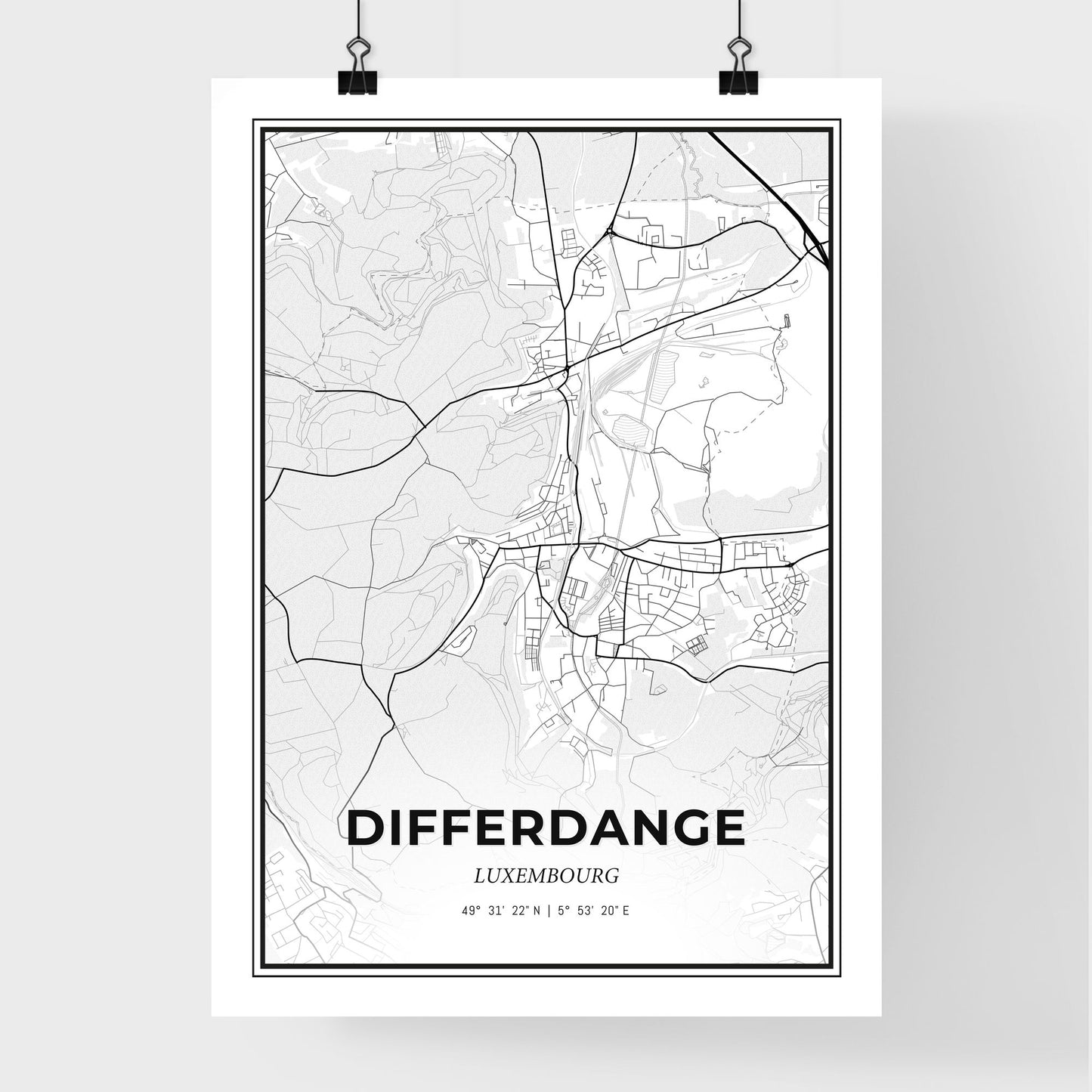 Differdange  Luxembourg - Premium City Map Poster