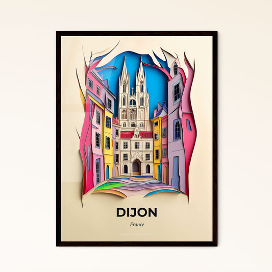 Vivid Dijon, France - a paper cut of a church and buildings