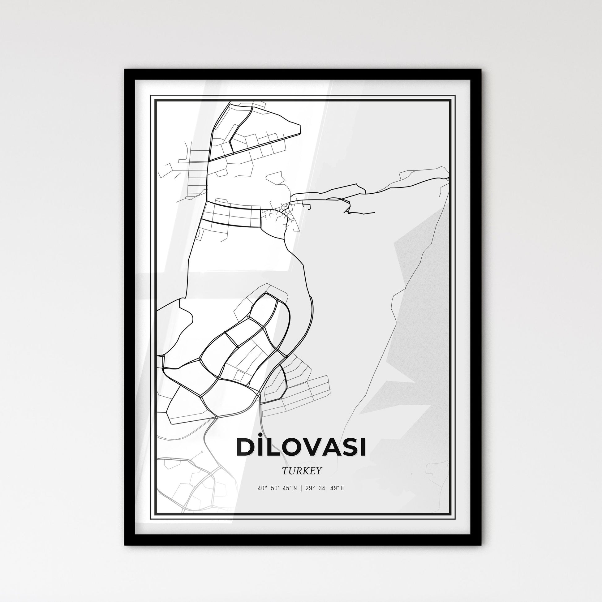 Dilovası Turkey - Scandinavian Style City Map for Modern Home Decor