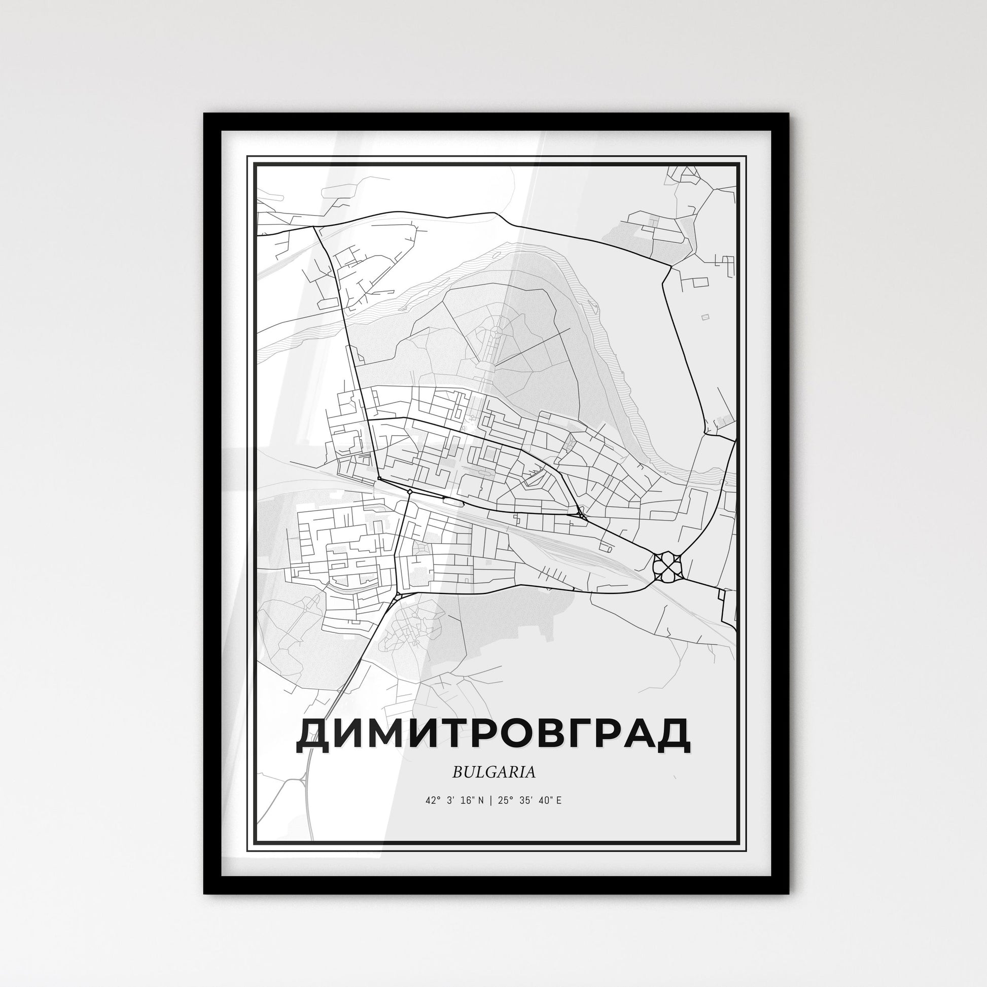 Dimitrovgrad Bulgaria - Scandinavian Style City Map for Modern Home Decor