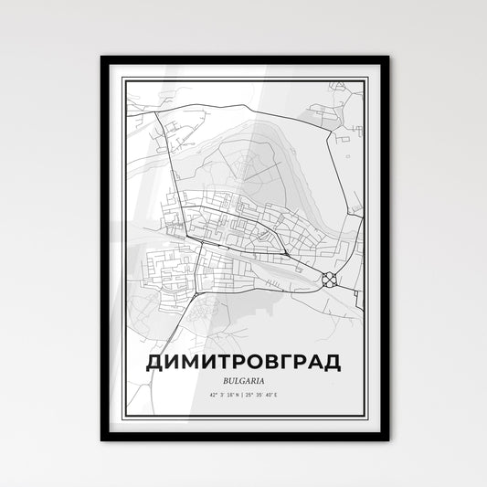 Dimitrovgrad Bulgaria - Scandinavian Style City Map for Modern Home Decor