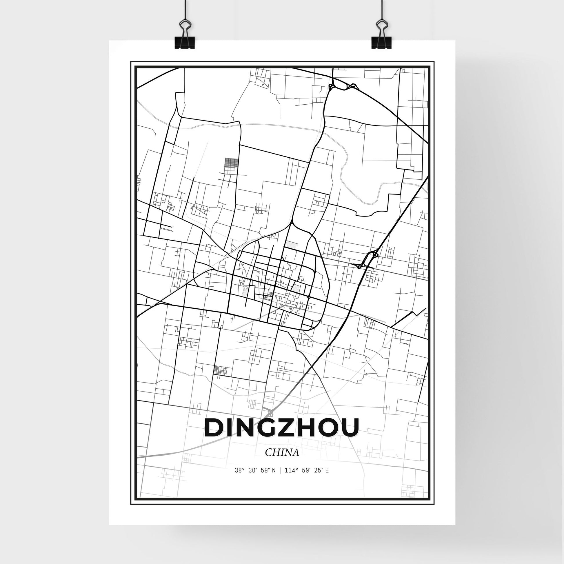 Dingzhou China - Premium City Map Poster