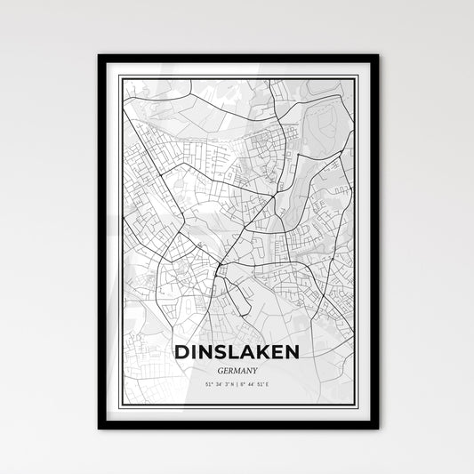 Dinslaken Germany - Scandinavian Style City Map for Modern Home Decor