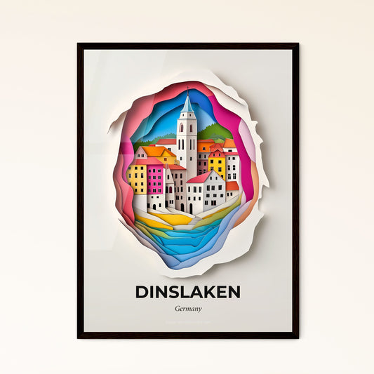 Vivid Dinslaken, Germany - a paper cut of a city with a church