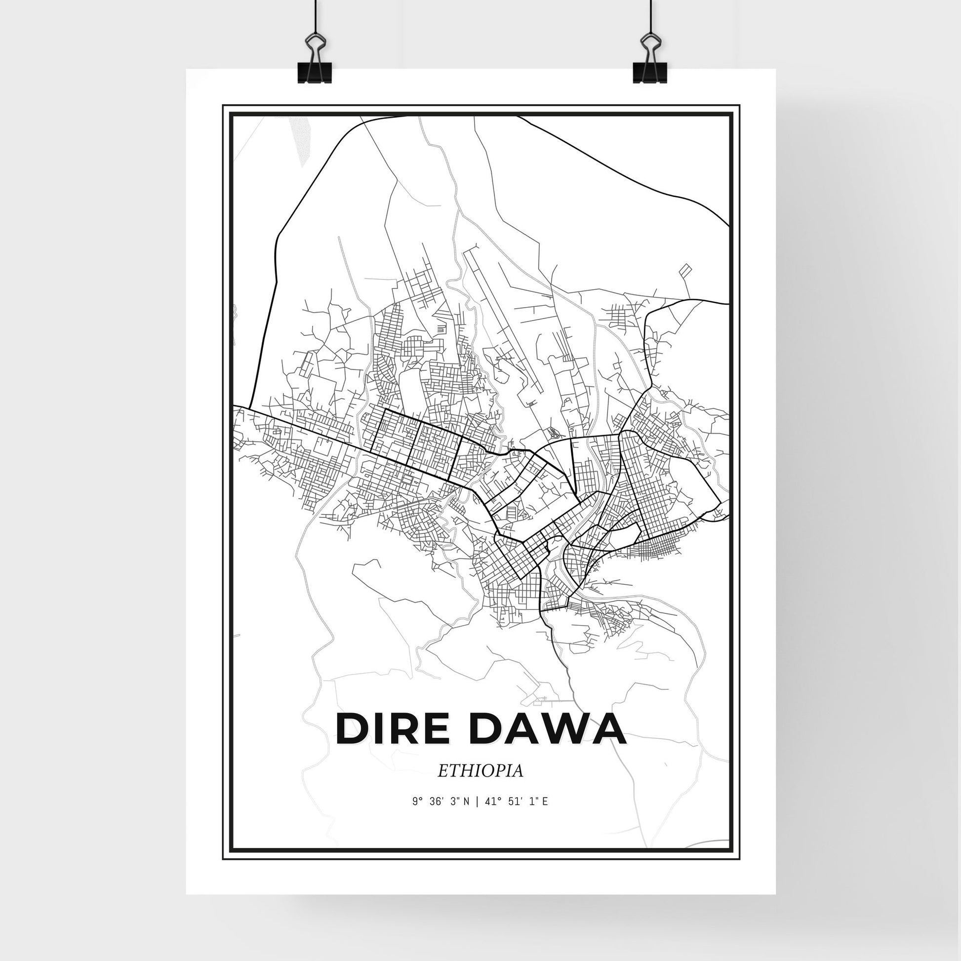 Dire Dawa Ethiopia - Premium City Map Poster