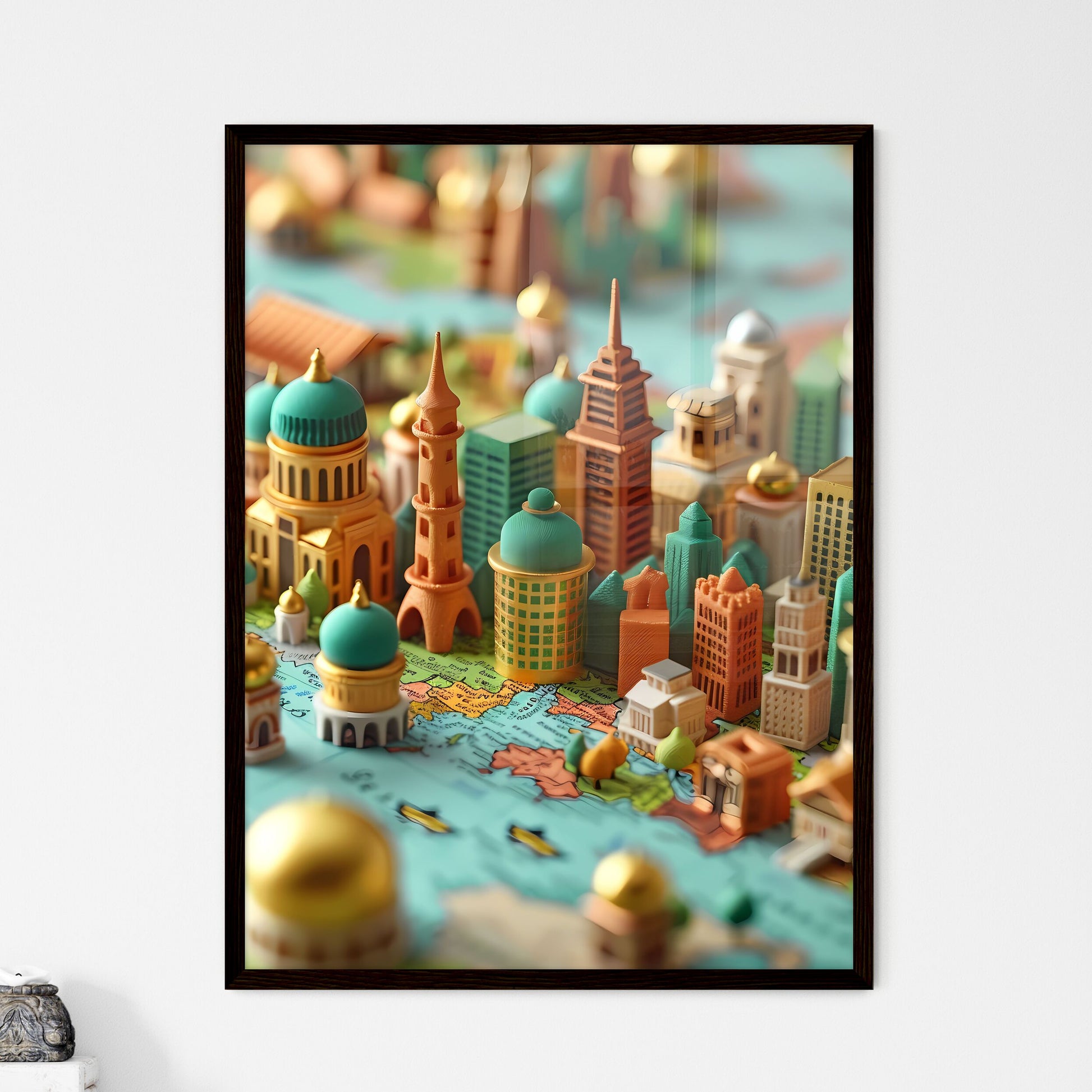 Diversify Your Investments: A Colorful Cityscape Artwork Showcasing Risk Reduction Through Asset Class Spread Framed Art