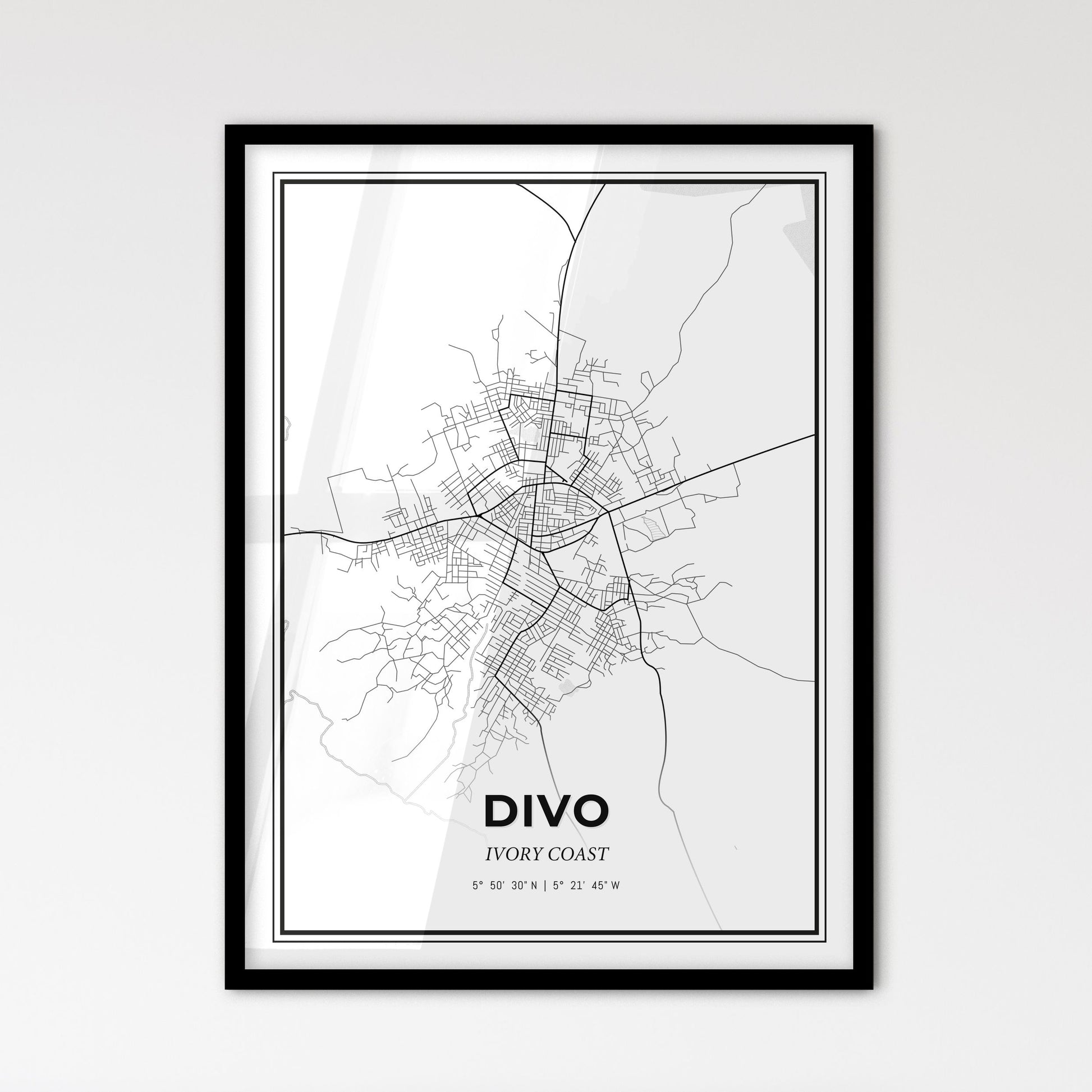 Divo Ivory Coast - Scandinavian Style City Map for Modern Home Decor