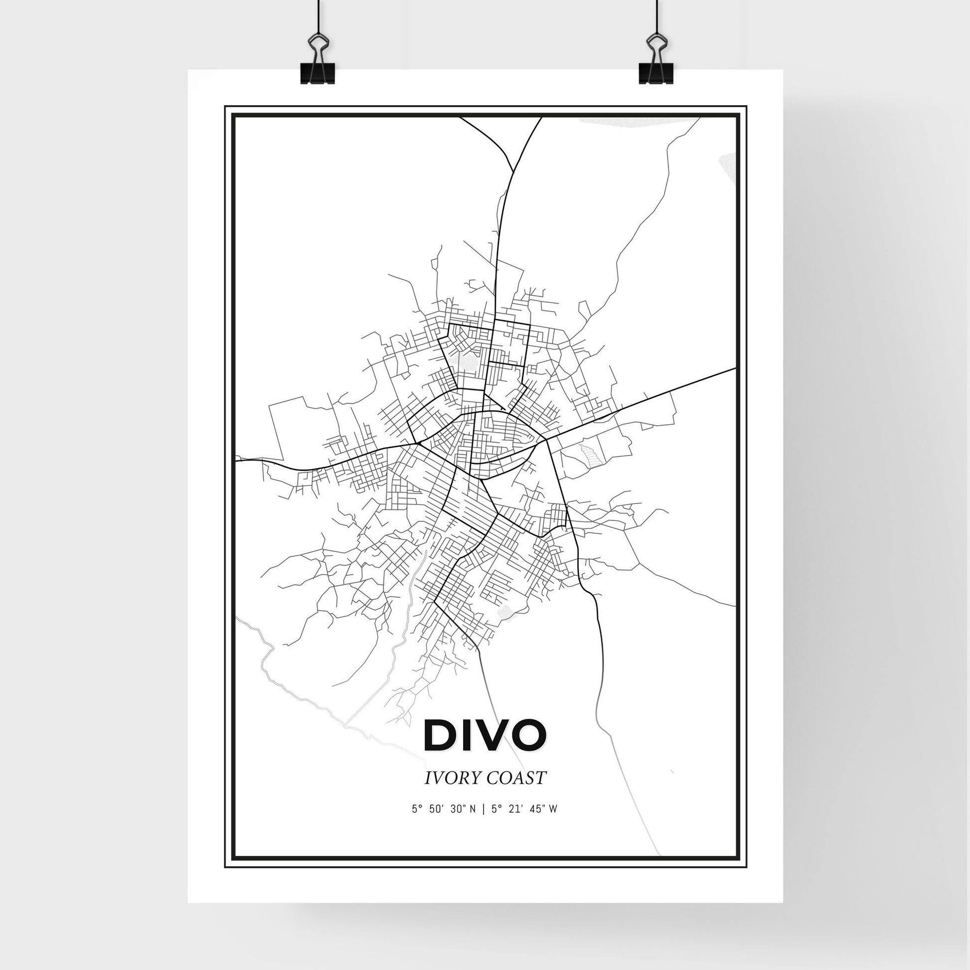 Divo Ivory Coast - Premium City Map Poster