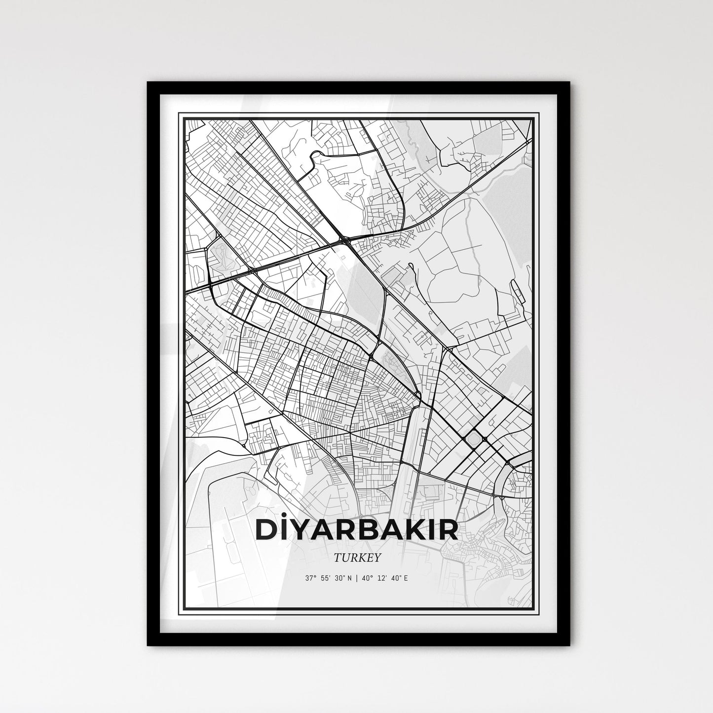 Diyarbakır Turkey - Scandinavian Style City Map for Modern Home Decor