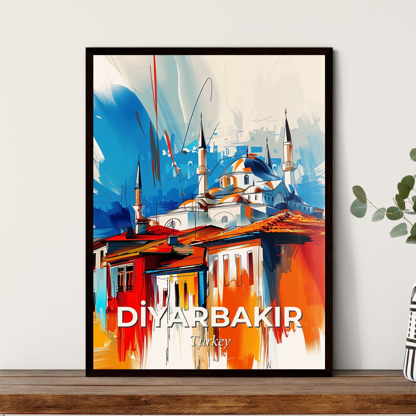 Vibrant Di̇yarbakir, Turkey - A Painting Of A Building With Towers