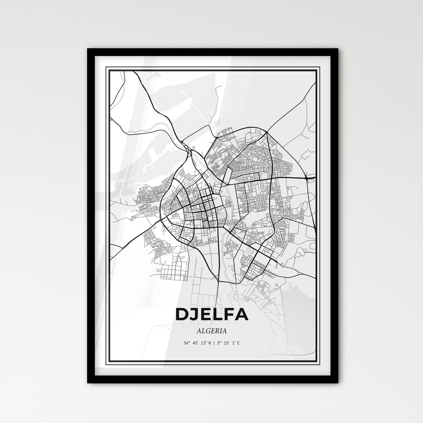 Djelfa Algeria - Scandinavian Style City Map for Modern Home Decor