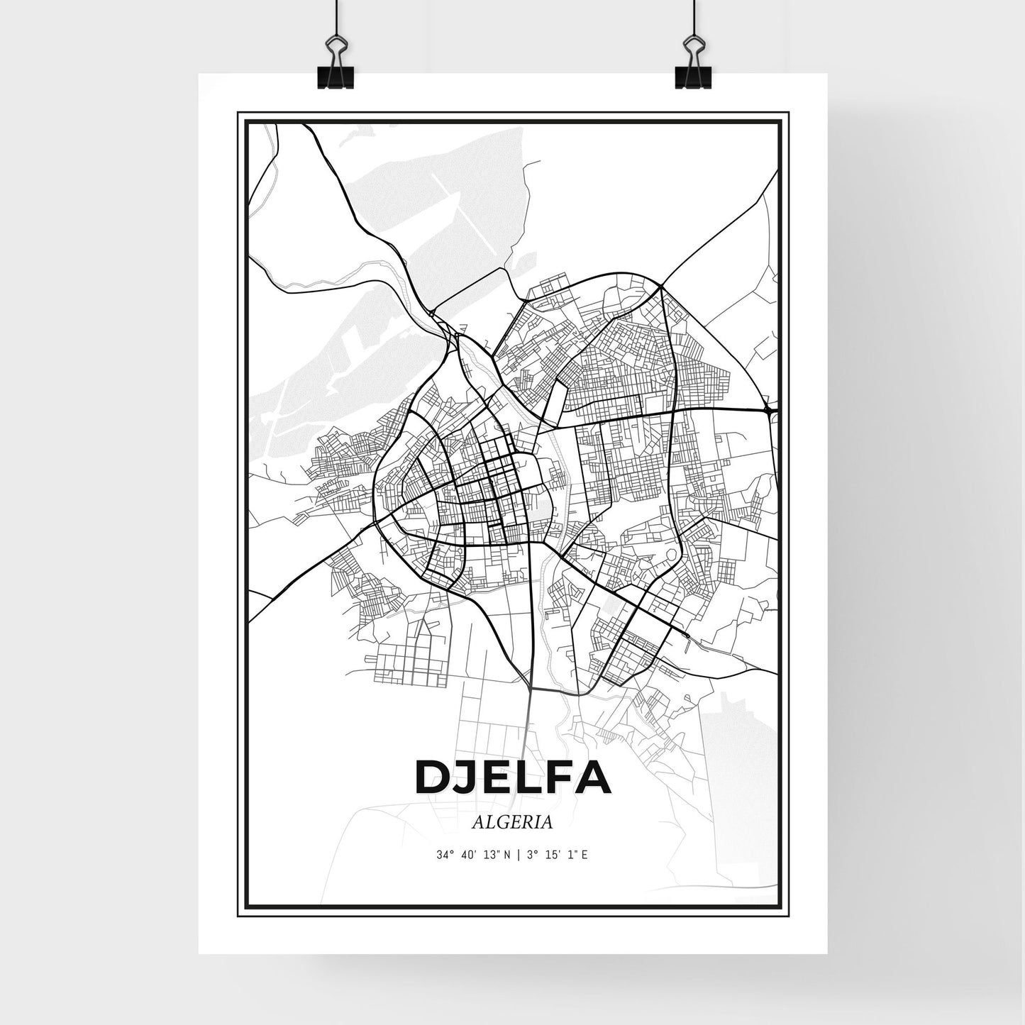 Djelfa Algeria - Premium City Map Poster