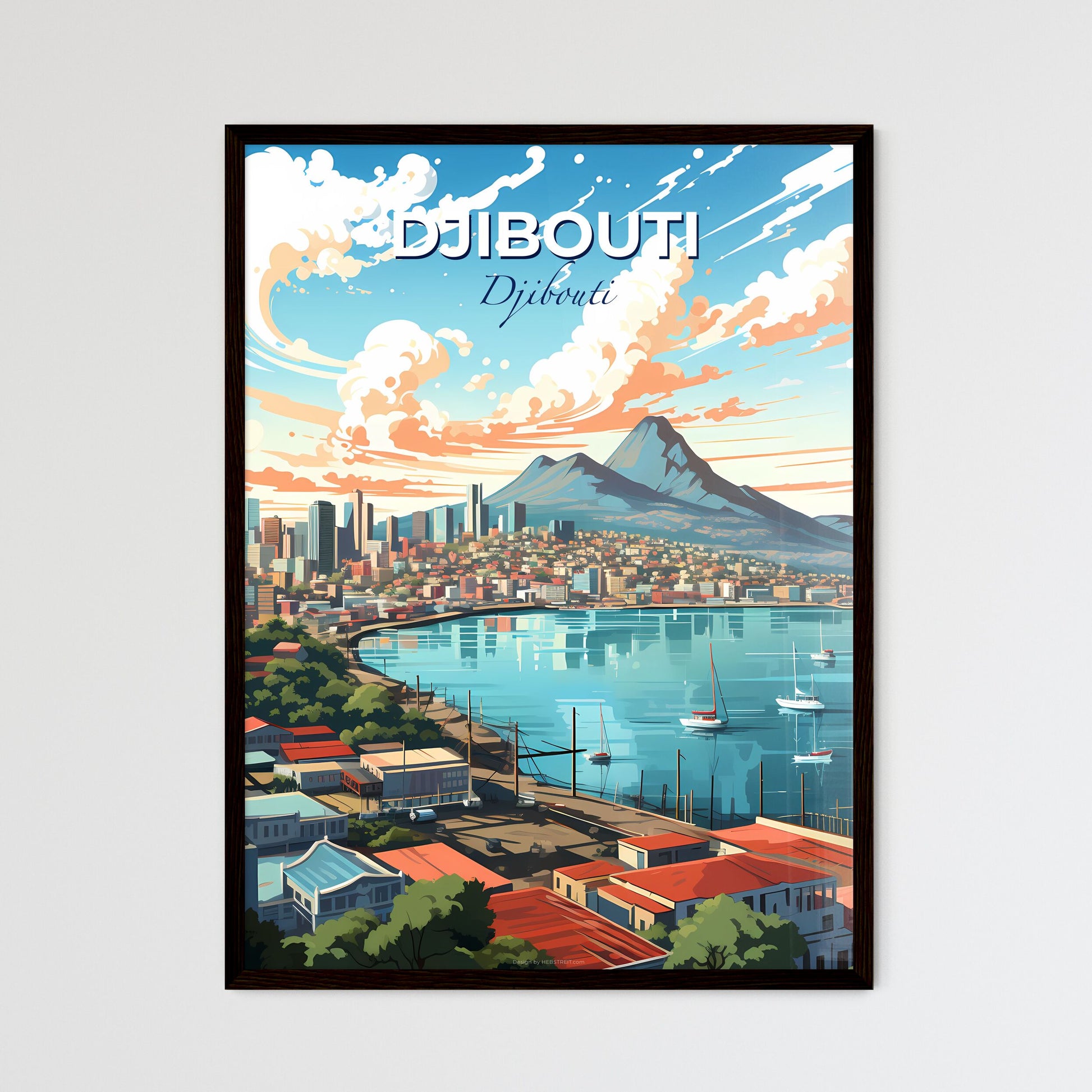 Artistic Djibouti Skyline Painting: Vibrant City by the Water Default Title