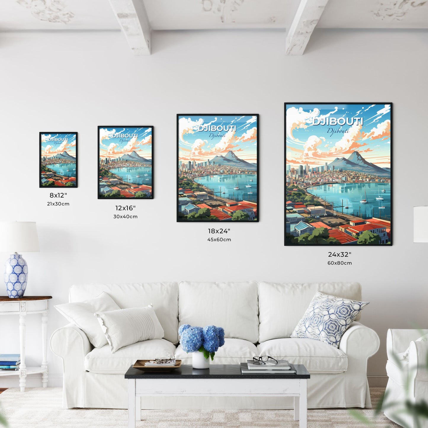 Artistic Djibouti Skyline Painting: Vibrant City by the Water Default Title