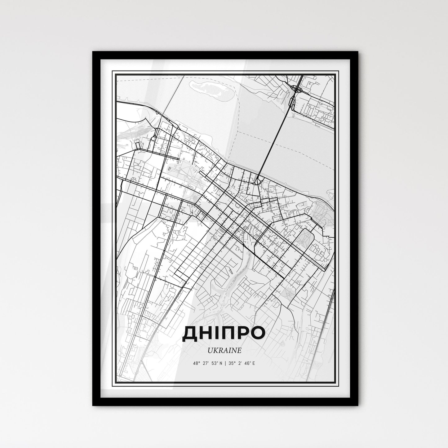 Dnipro Ukraine - Scandinavian Style City Map for Modern Home Decor