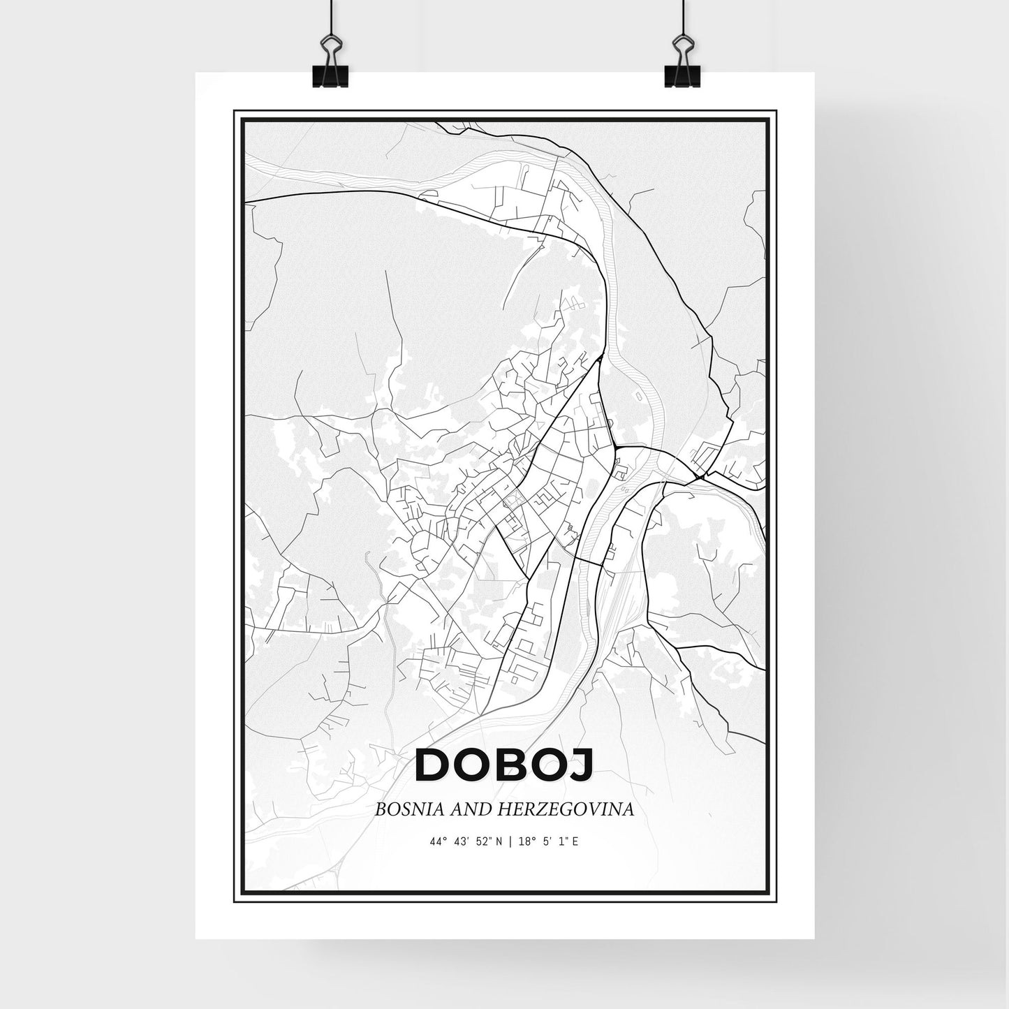 Doboj Bosnia and Herzegovina - Premium City Map Poster