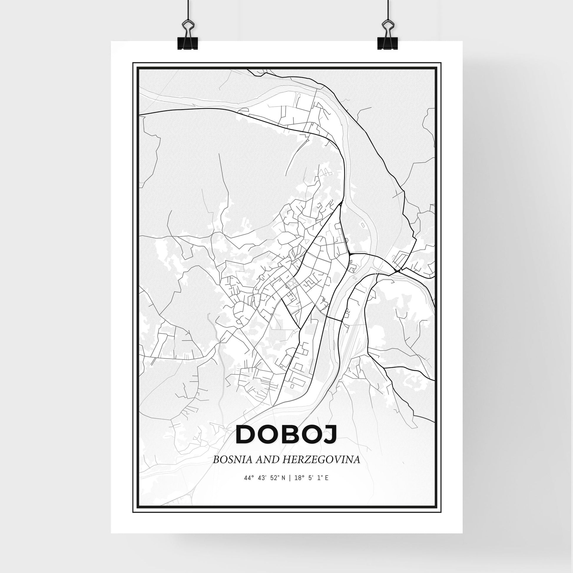 Doboj Bosnia and Herzegovina - Premium City Map Poster