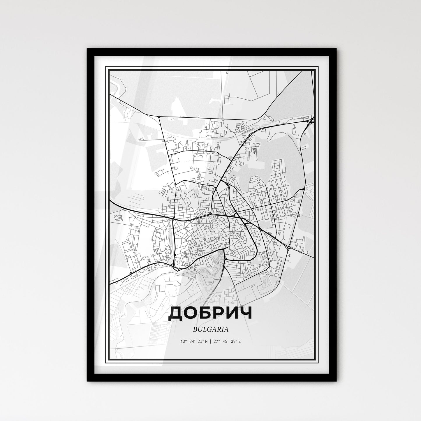 Dobrich Bulgaria - Scandinavian Style City Map for Modern Home Decor