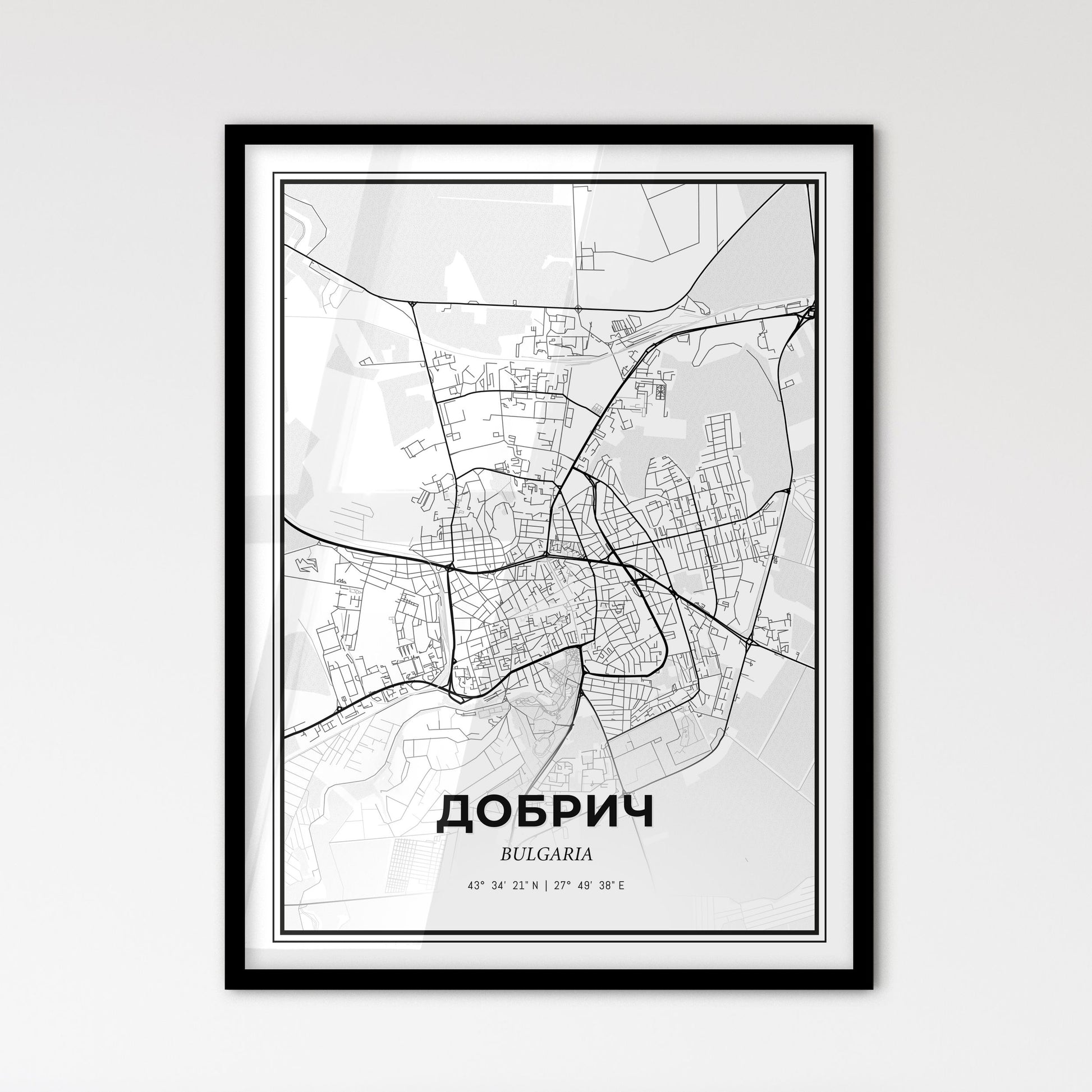 Dobrich Bulgaria - Scandinavian Style City Map for Modern Home Decor