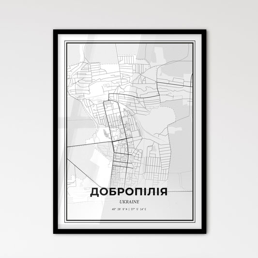 Dobropillia Ukraine - Scandinavian Style City Map for Modern Home Decor